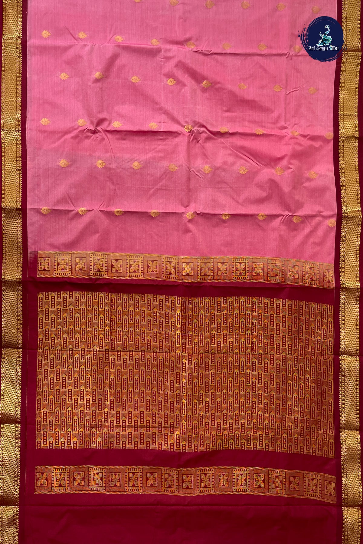 Light Pink Semi Silk Saree With Zari Buttas Pattern