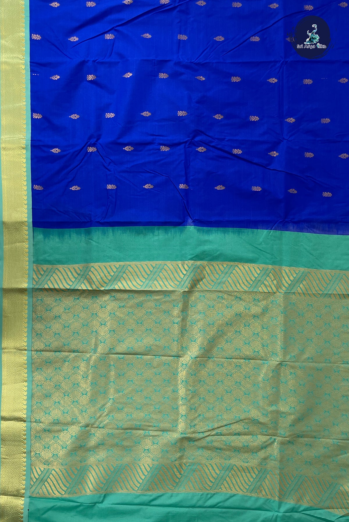 Ink Blue Semi Silk Saree With Zari Buttas Pattern
