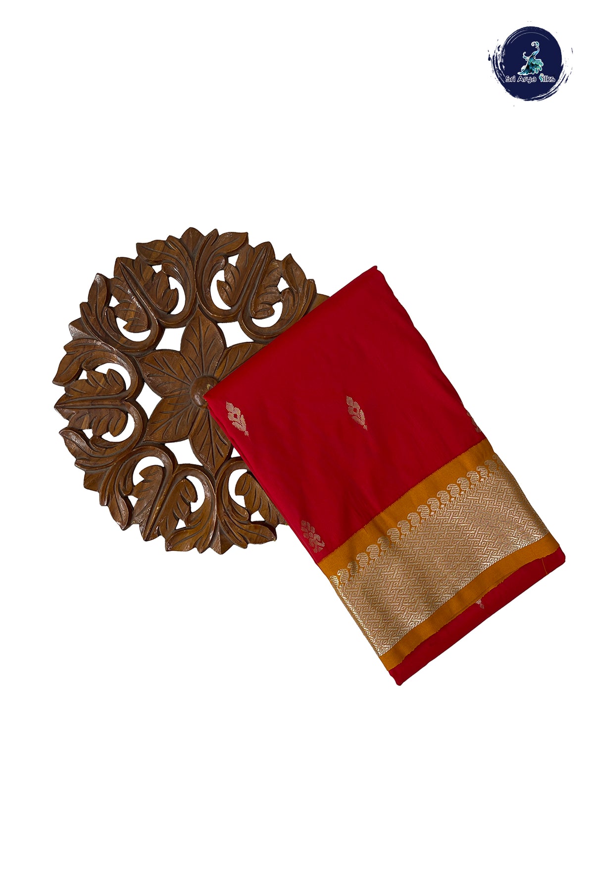 Red Semi Silk Saree With Zari Buttas Pattern