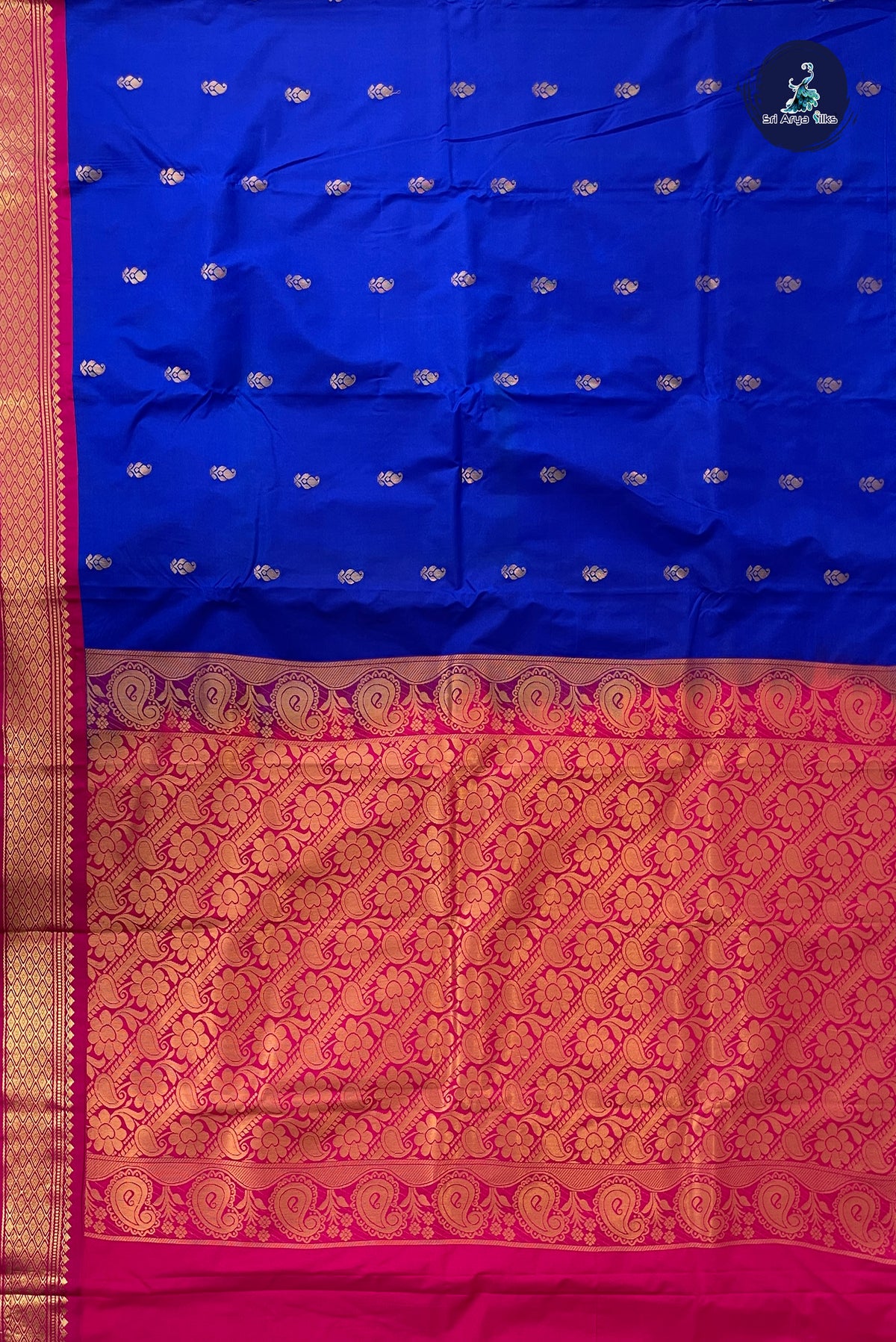MS Blue Semi Silk Saree With Zari Buttas Pattern