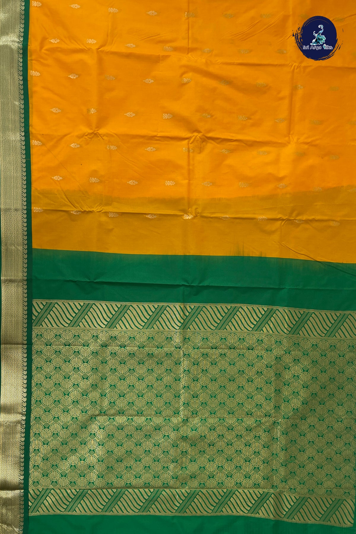 Mango Yellow Semi Silk Saree With Zari Buttas Pattern