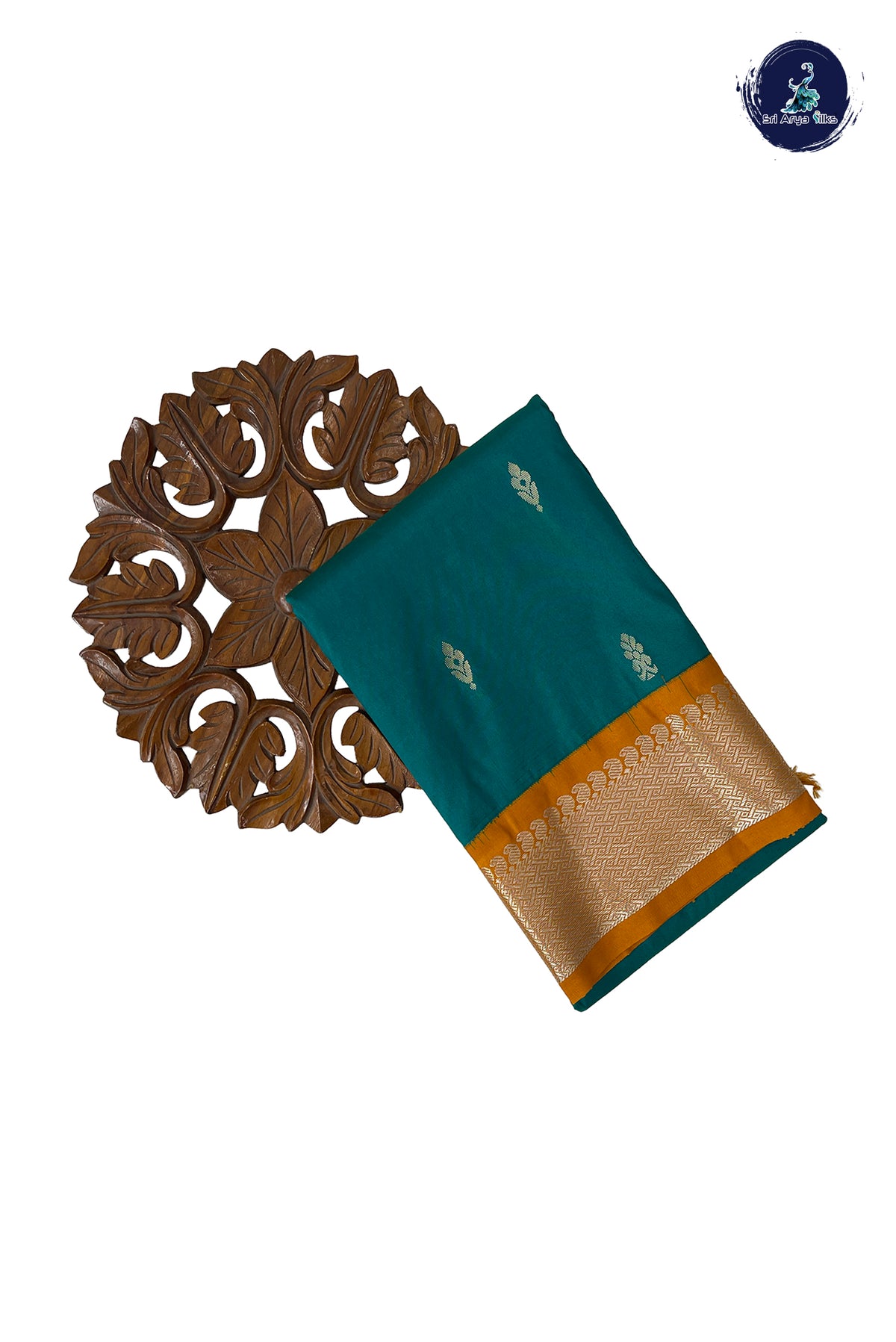 Teal Semi Silk Saree With Zari Buttas Pattern