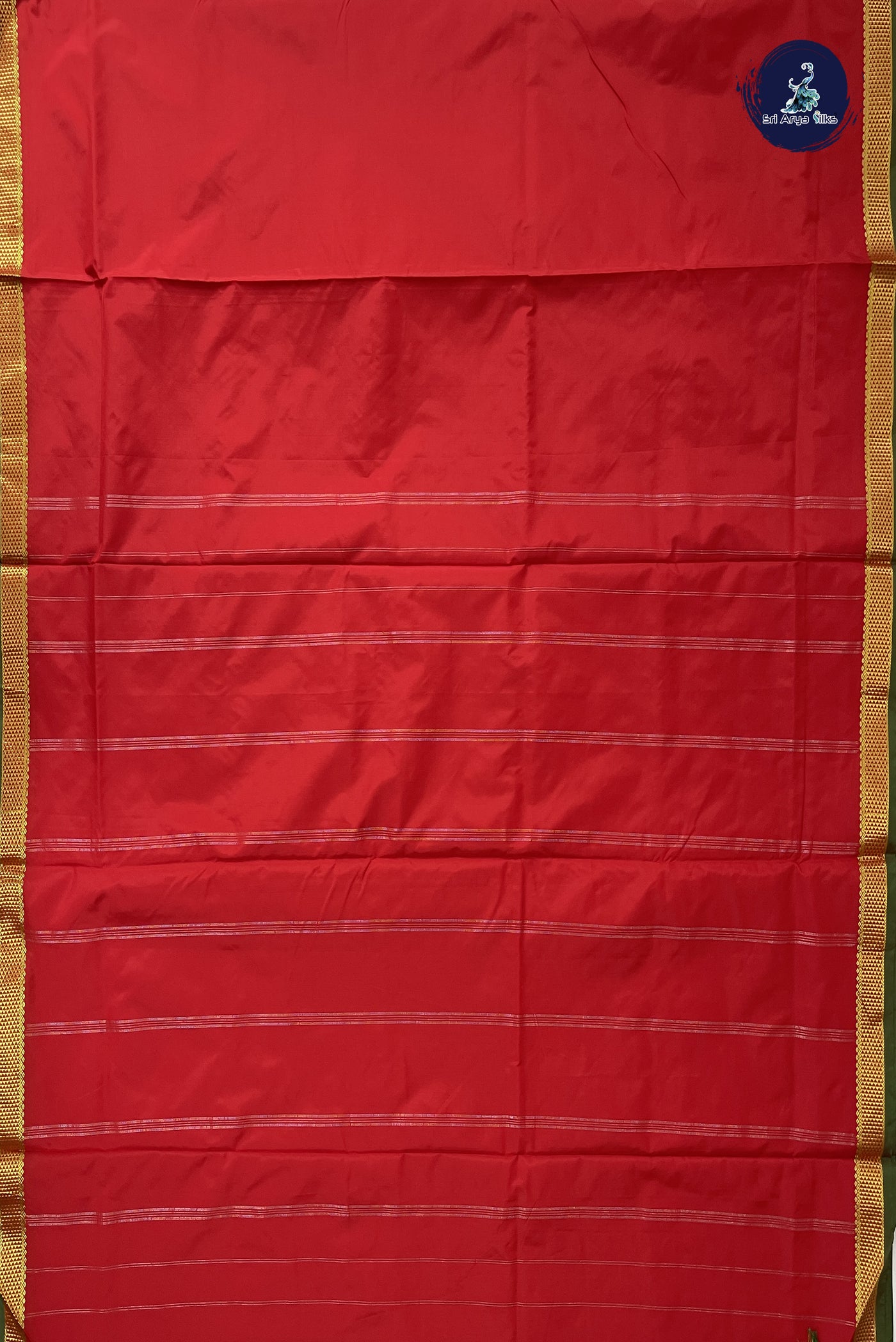 Red Madisar Semi Silk Saree With Plain Pattern