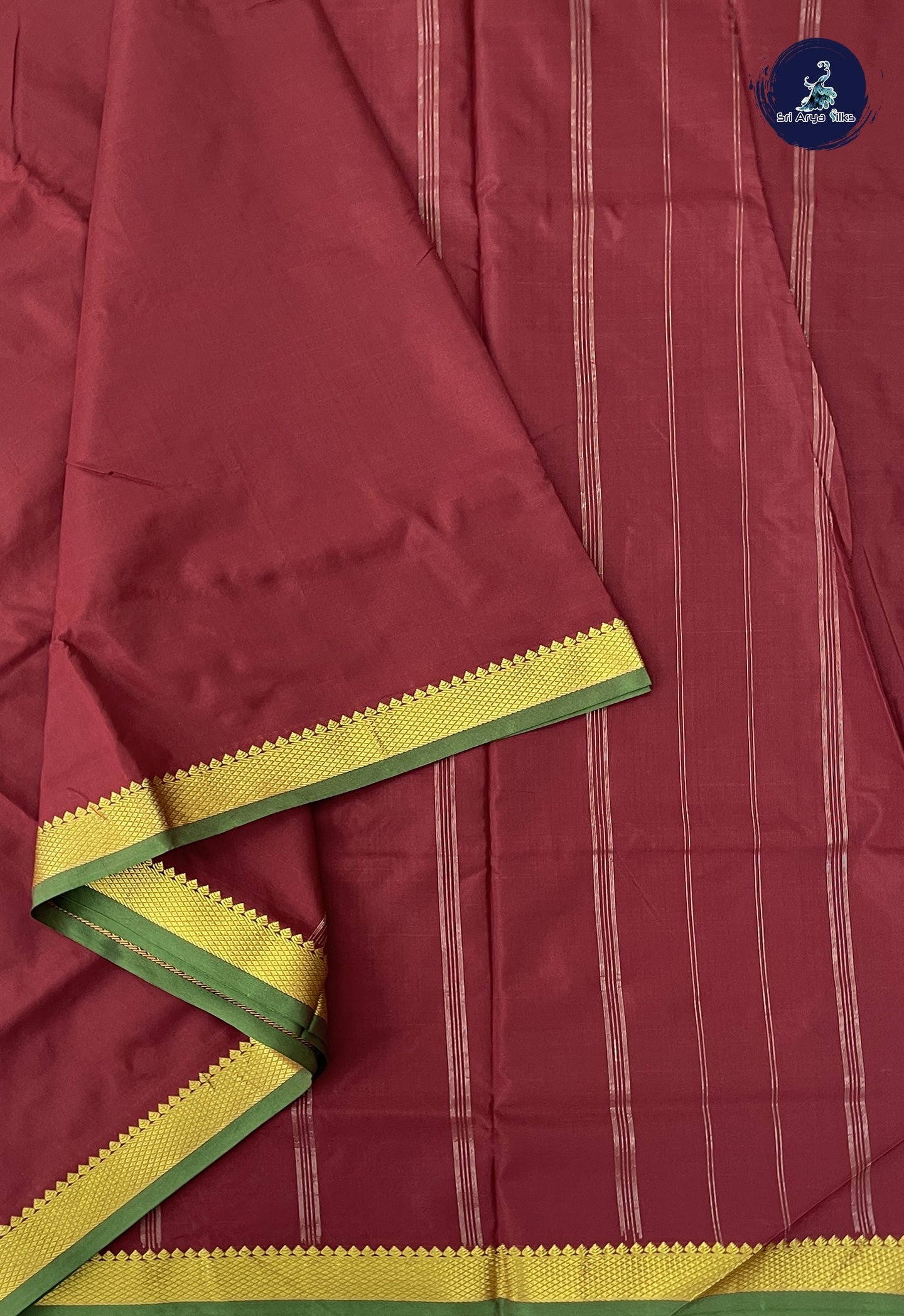 Maroon Madisar Semi Silk Saree With Plain Pattern