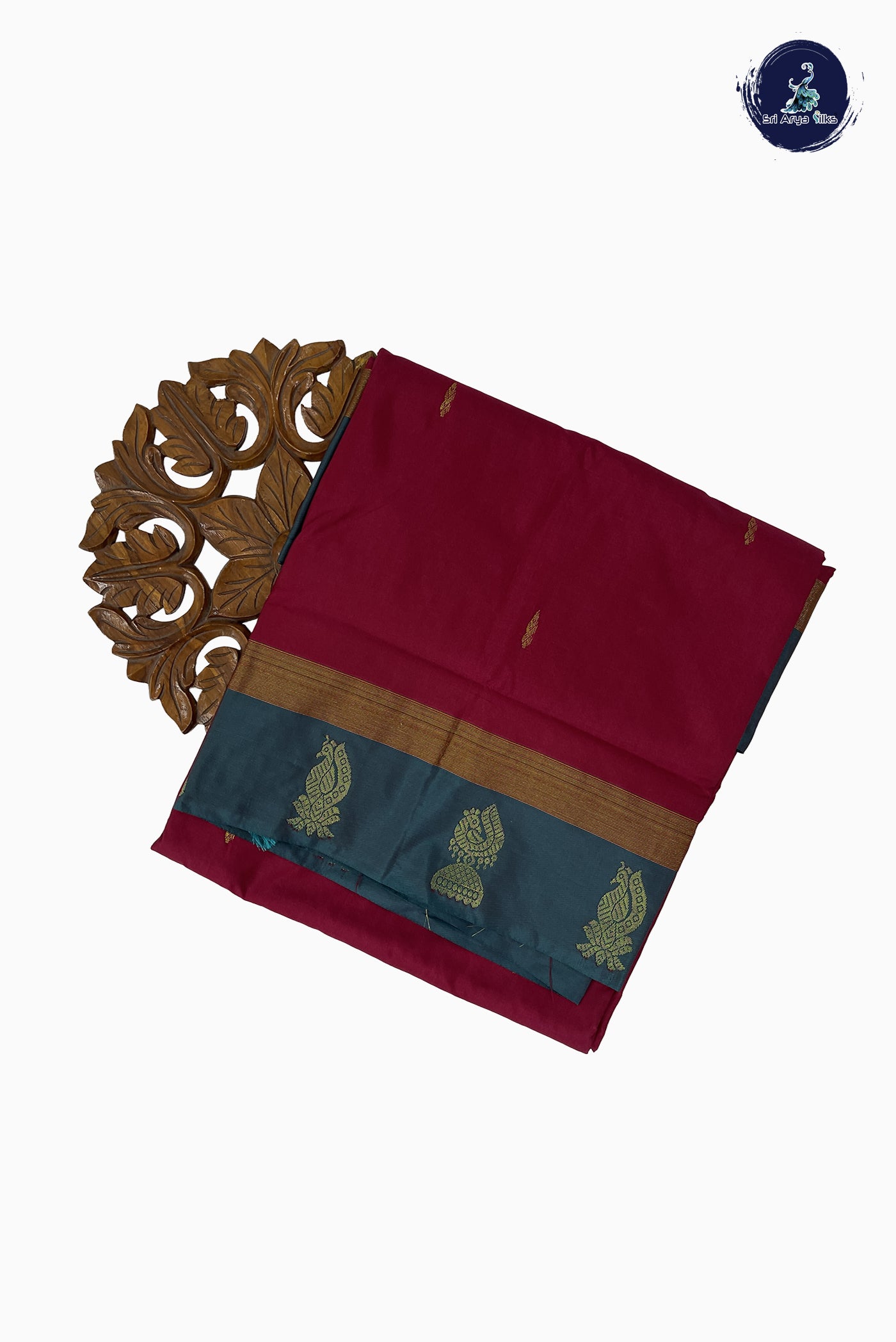 Maroon Madisar Semi Silk Saree With Zari Buttas Pattern