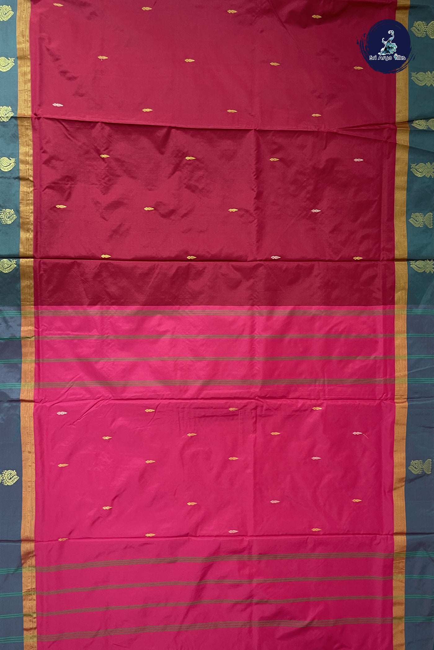 Maroon Madisar Semi Silk Saree With Zari Buttas Pattern