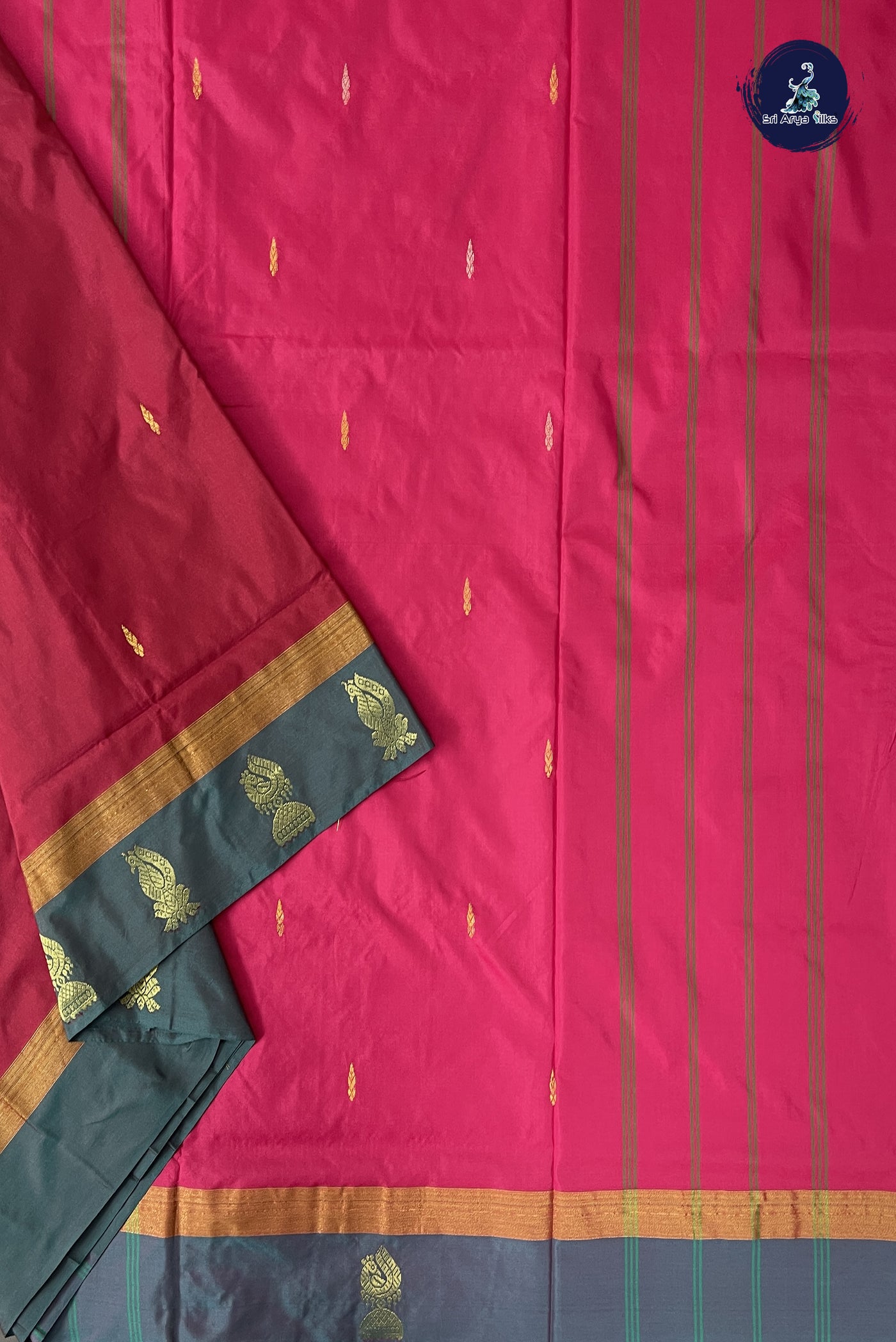 Maroon Madisar Semi Silk Saree With Zari Buttas Pattern