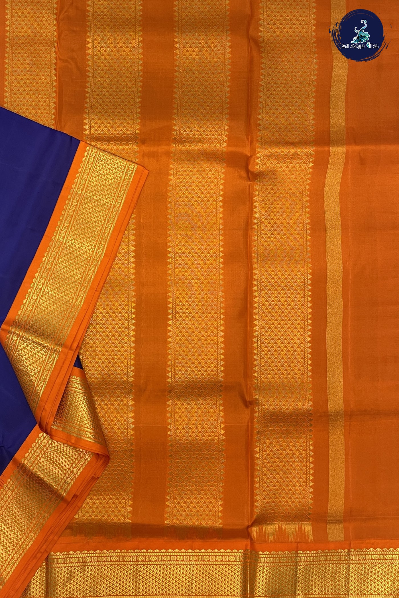 Royal Blue Madisar 10 Yards Silk Saree With Plain Pattern