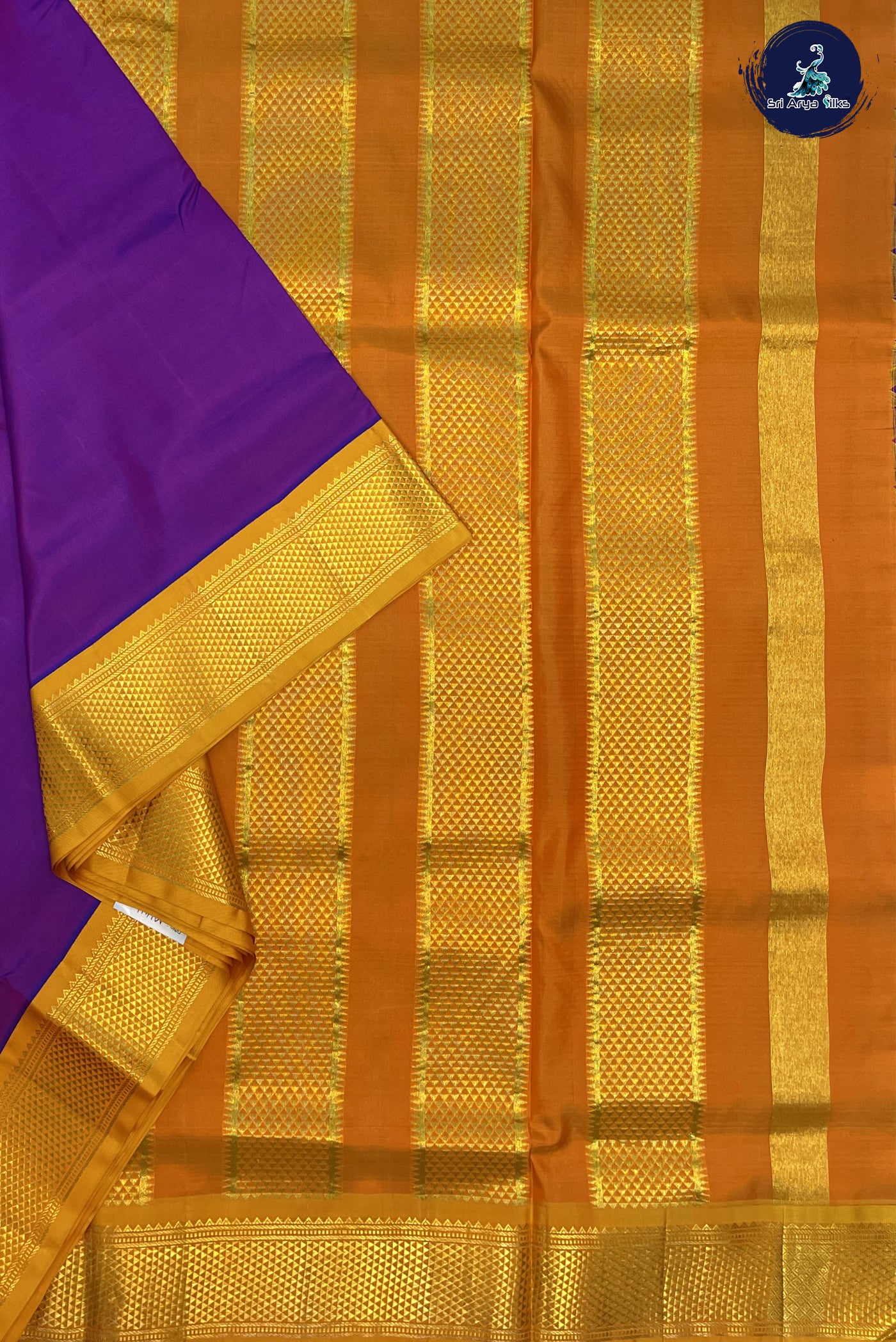 Dual Tone Purple Madisar 10 Yards Silk Saree With Plain Pattern