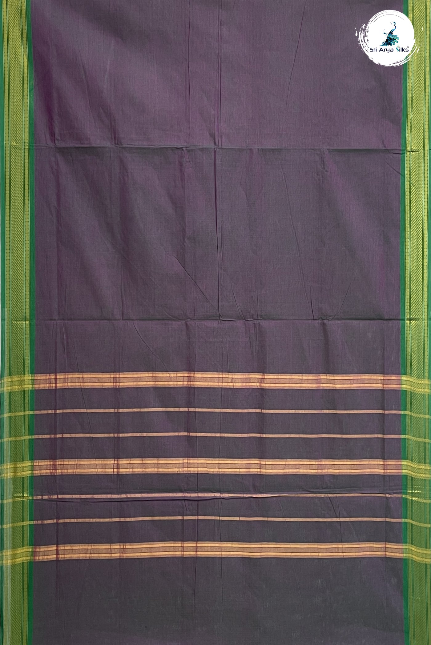 Dual Tone Green Madisar Cotton Saree With Plain Pattern