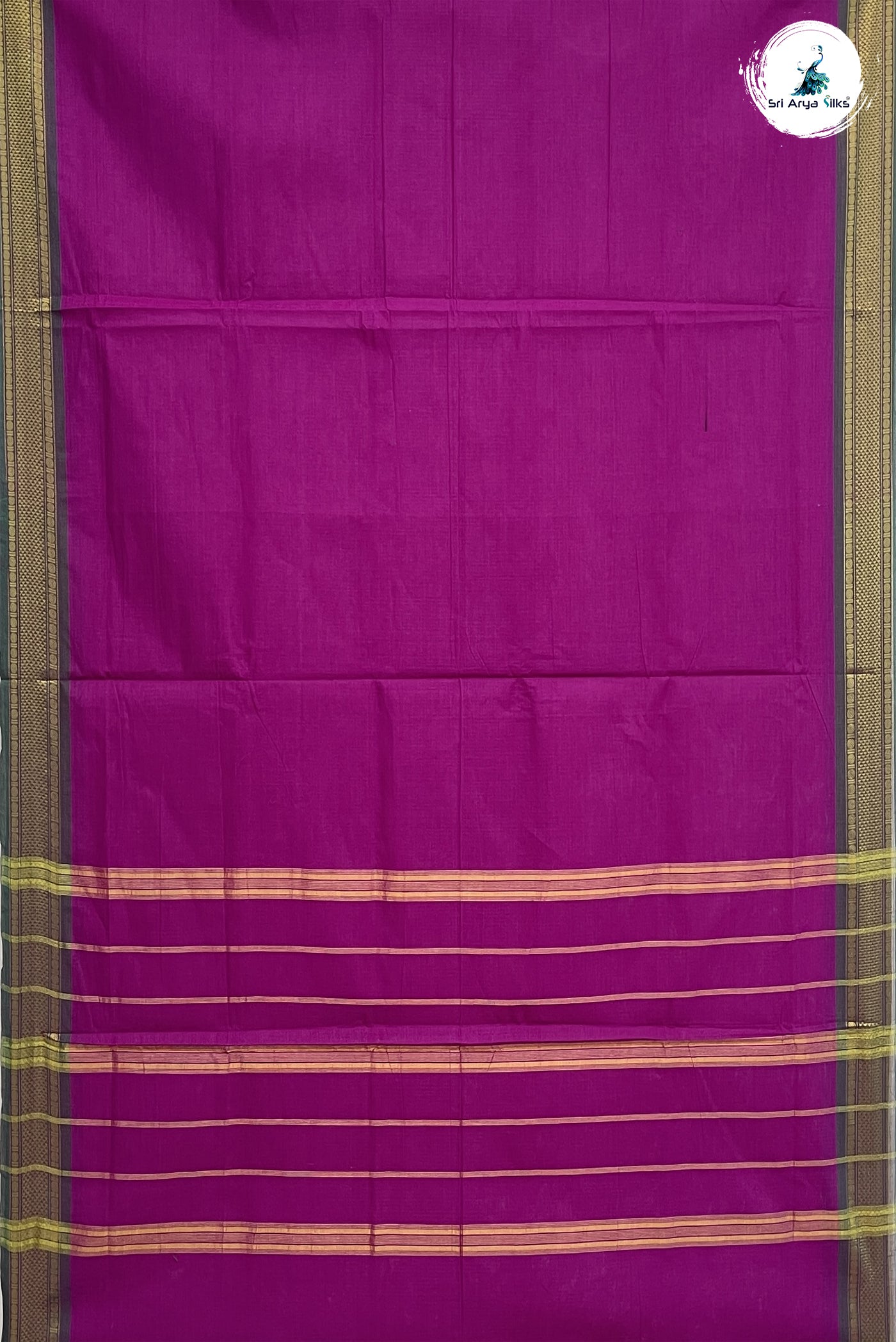 Magenta Madisar Cotton Saree With Plain Pattern