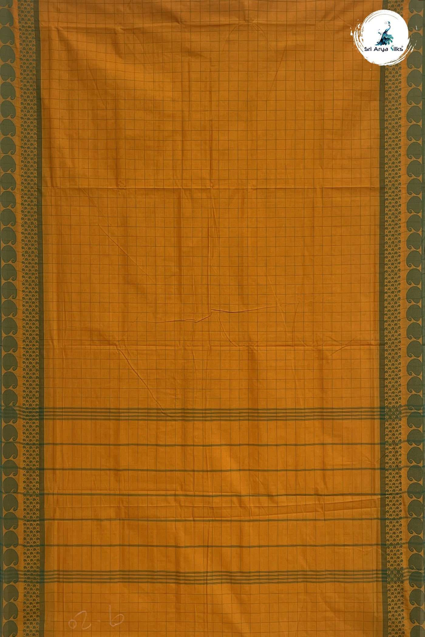 Yellow Madisar Cotton Saree With Checked Pattern