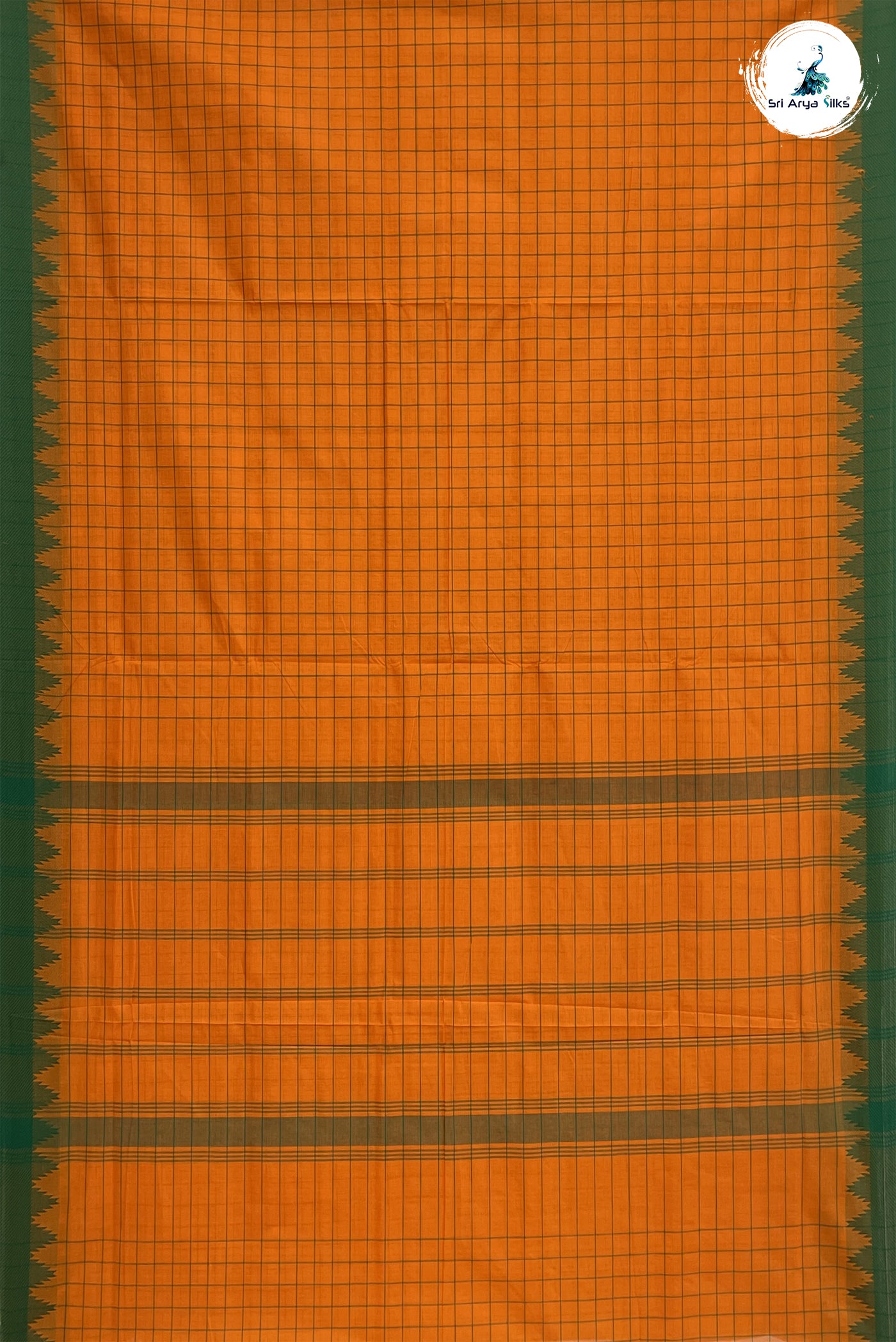 Mango Yellow Madisar Cotton Saree With Checked Pattern