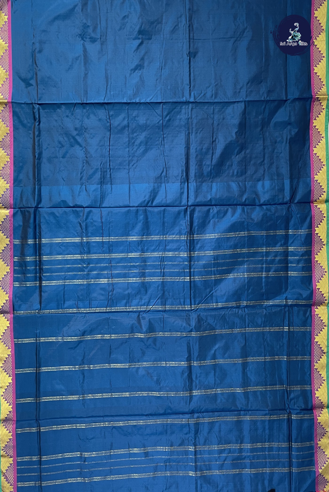Blue Madisar Semi Silk Saree With Plain Pattern