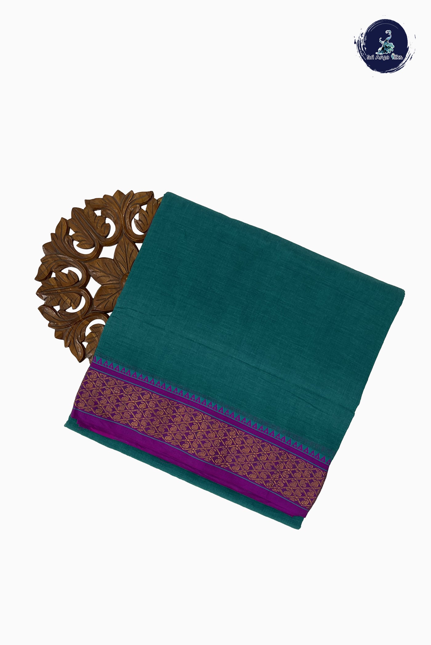Green Madisar Cotton Saree With Plain Pattern