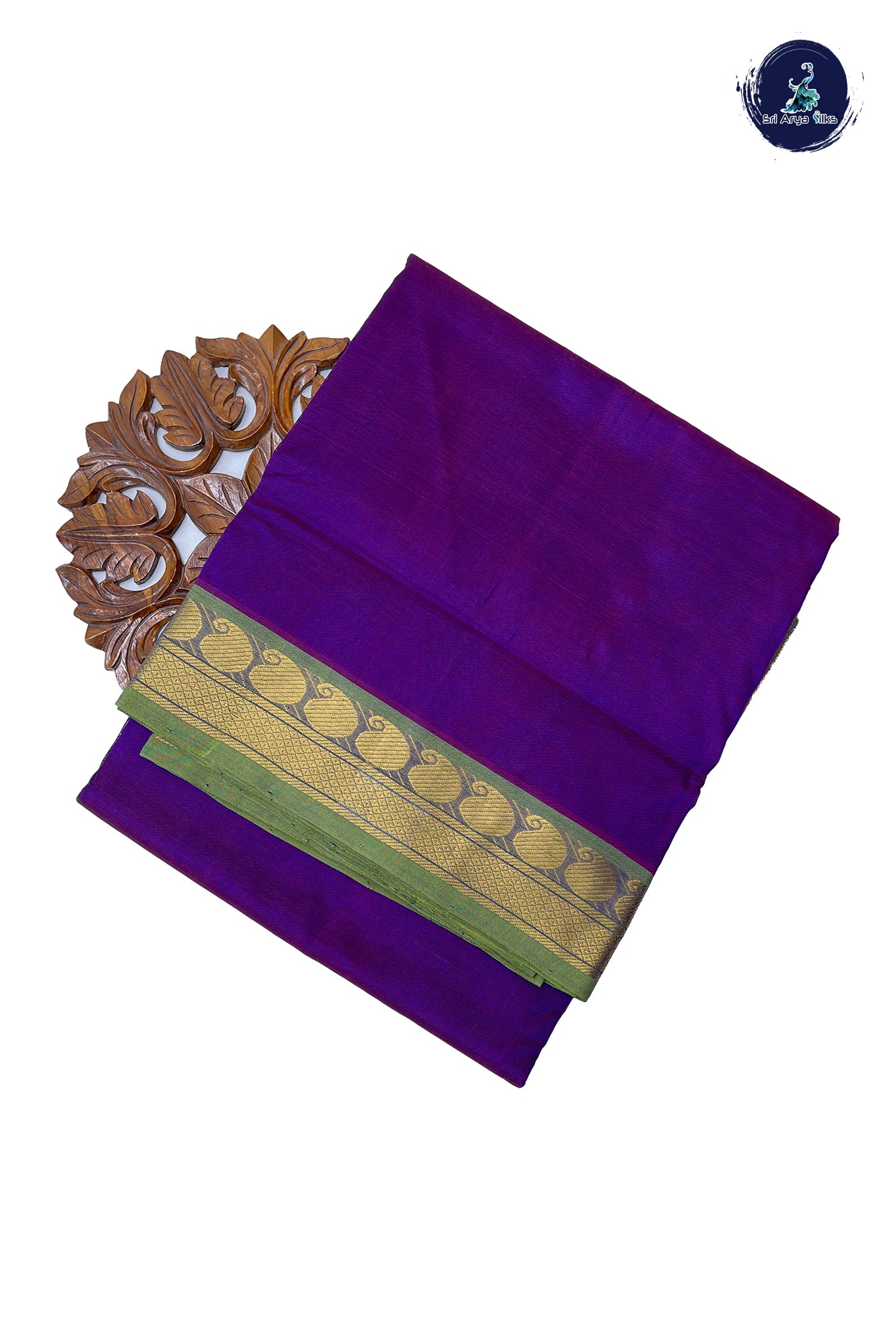 Dual Tone Purple Madisar Semi Silk Cotton Saree With Plain Pattern