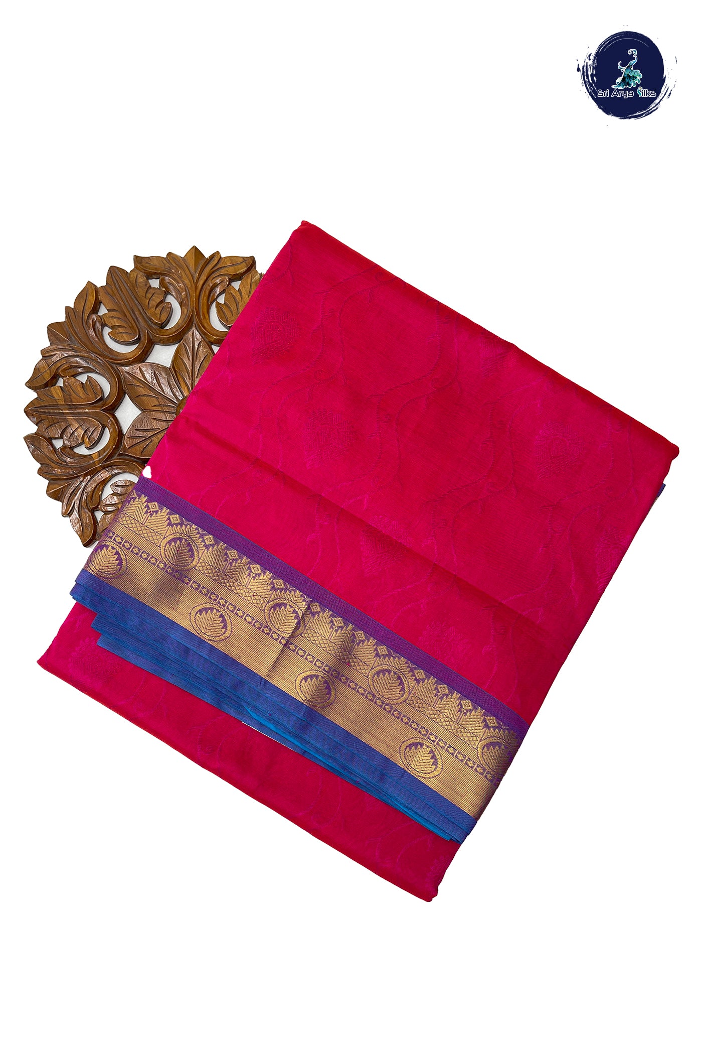 Reddish Pink Madisar Semi Silk Cotton Saree With Embossed Pattern