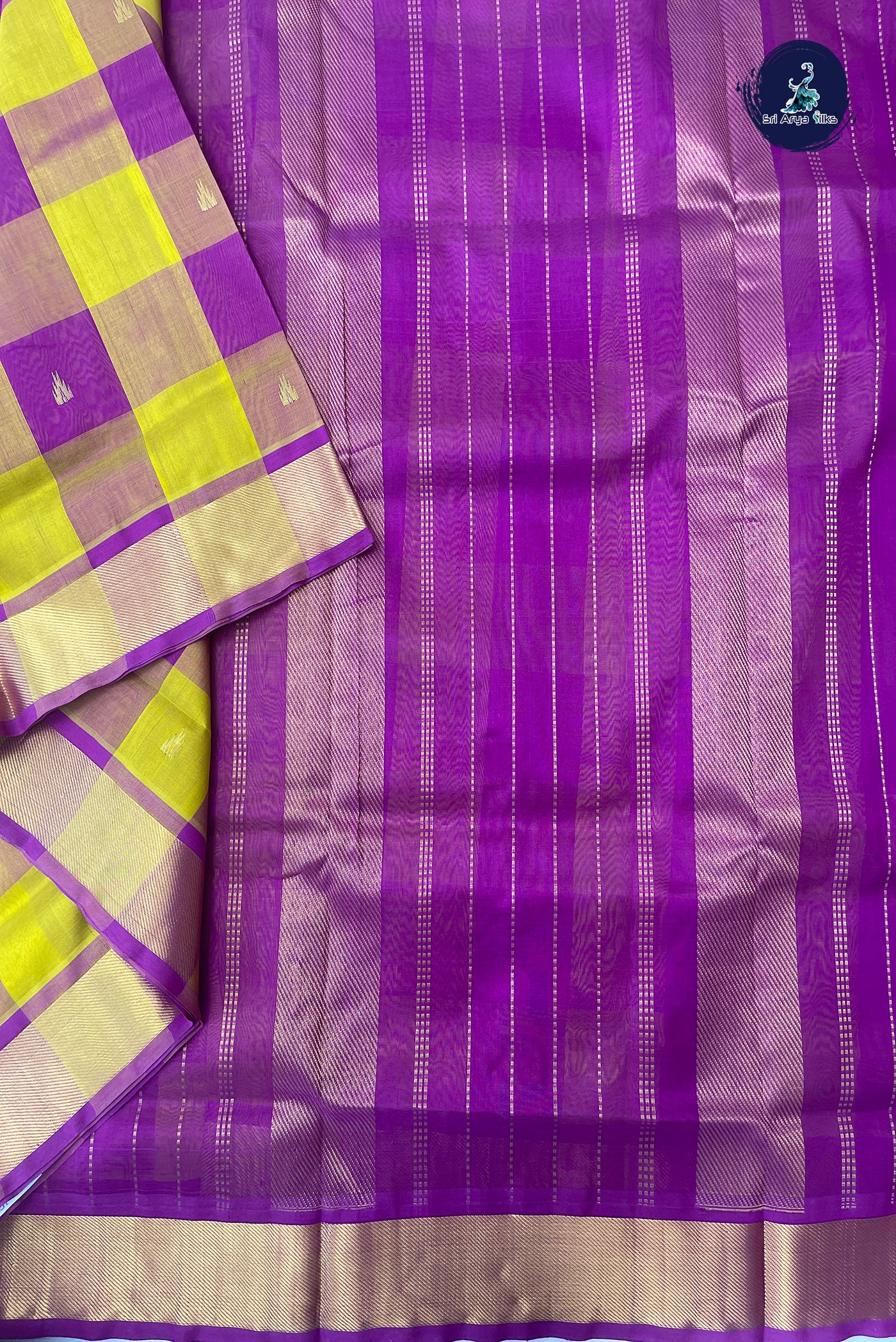 Multi Colour Madisar Semi Silk Cotton Saree With Checked Pattern