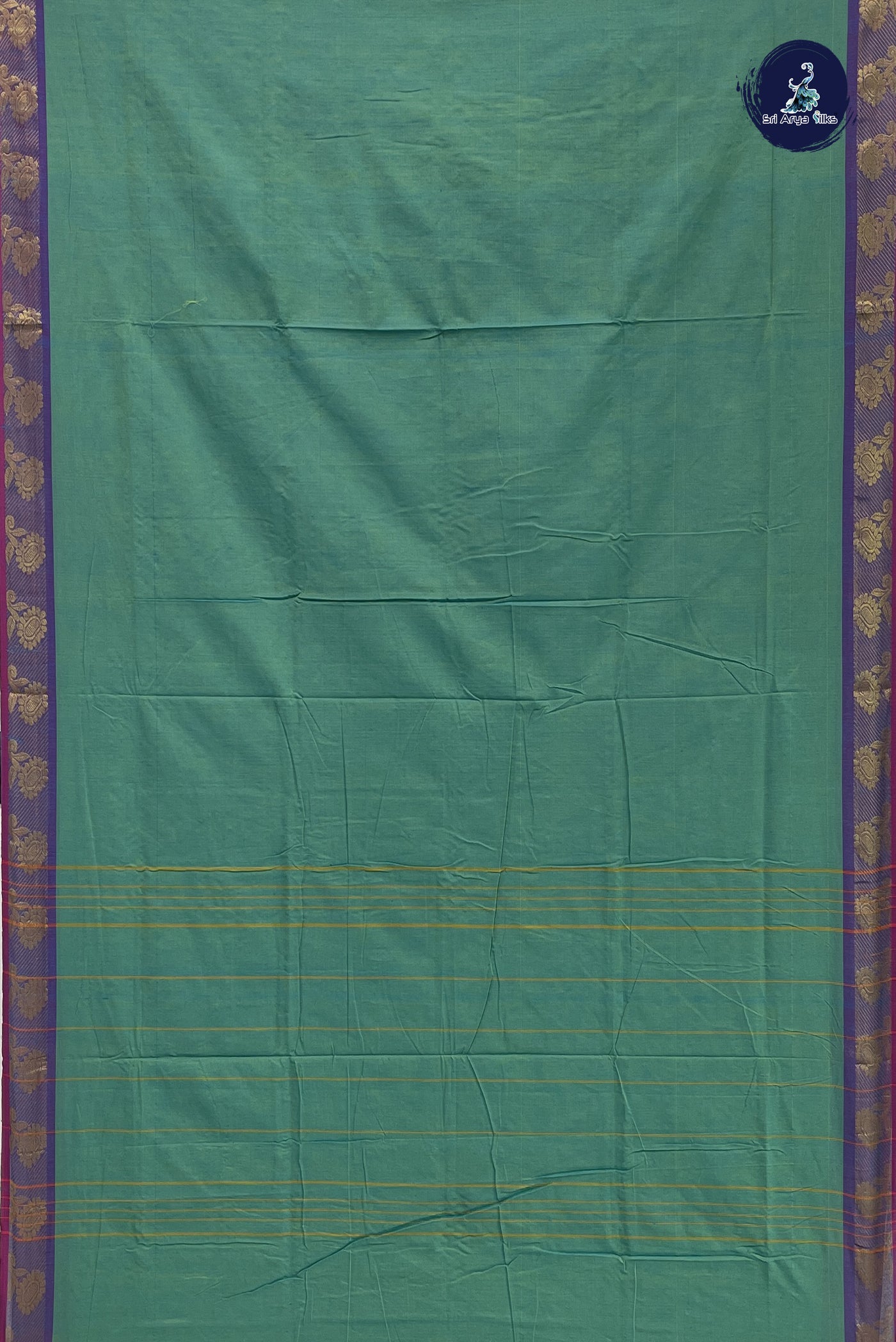 Pastel Green Madisar Cotton Saree With Plain Pattern