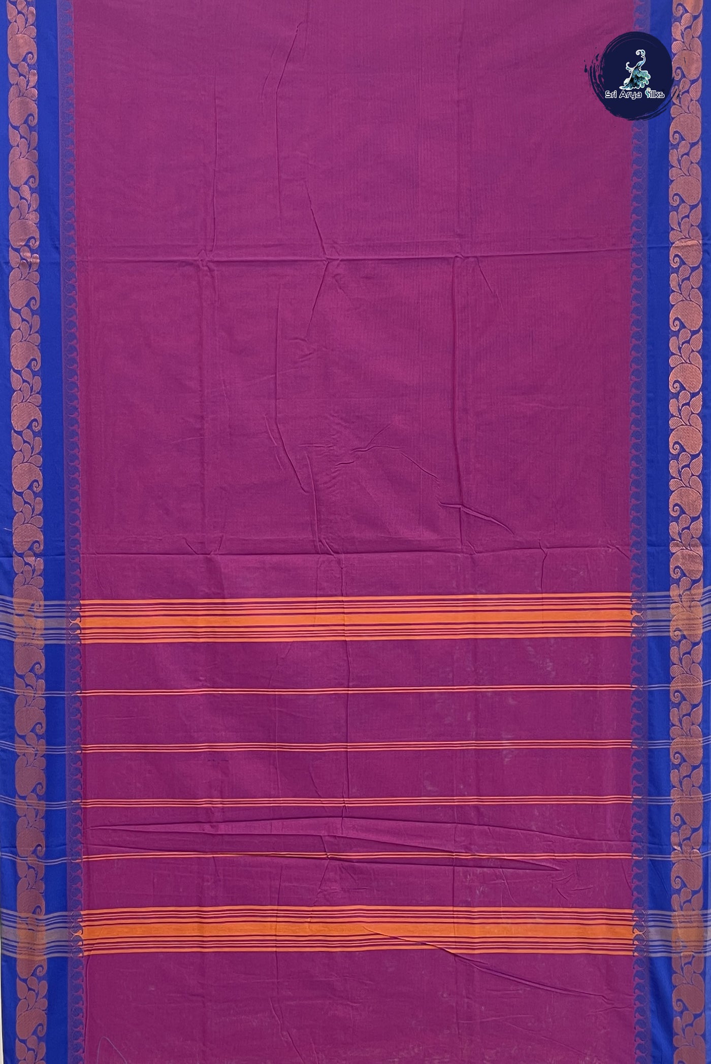 Dual Tone Purple Madisar Cotton Saree With Plain Pattern