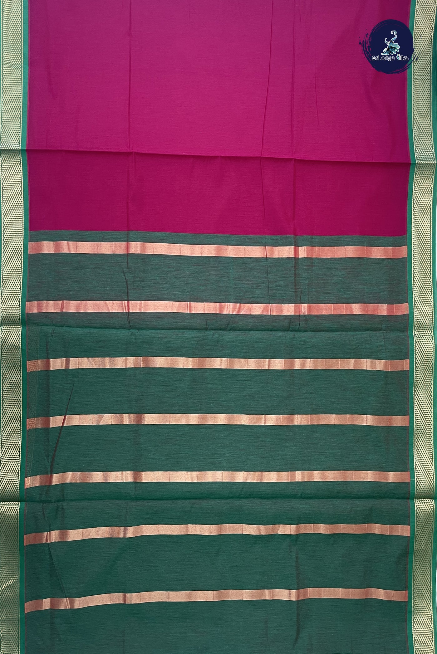 Dark Pink Madisar Semi Silk Cotton Saree With Plain Pattern