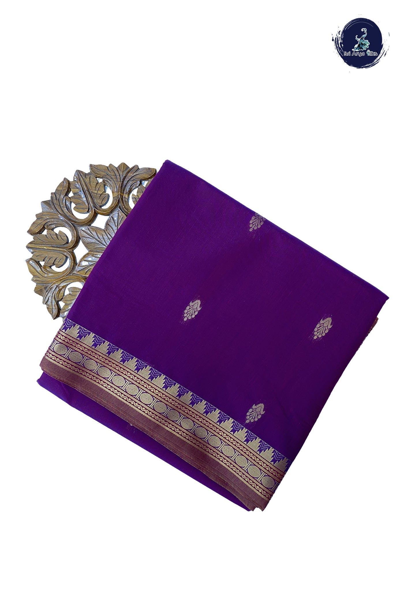 Dual Tone Purple Madisar Semi Silk Cotton Saree With Zari Buttas Pattern