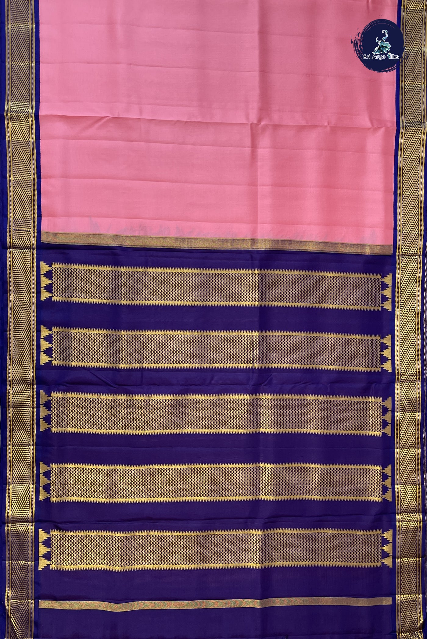Lotus Pink Madisar 10 Yards Silk Saree With Plain Pattern