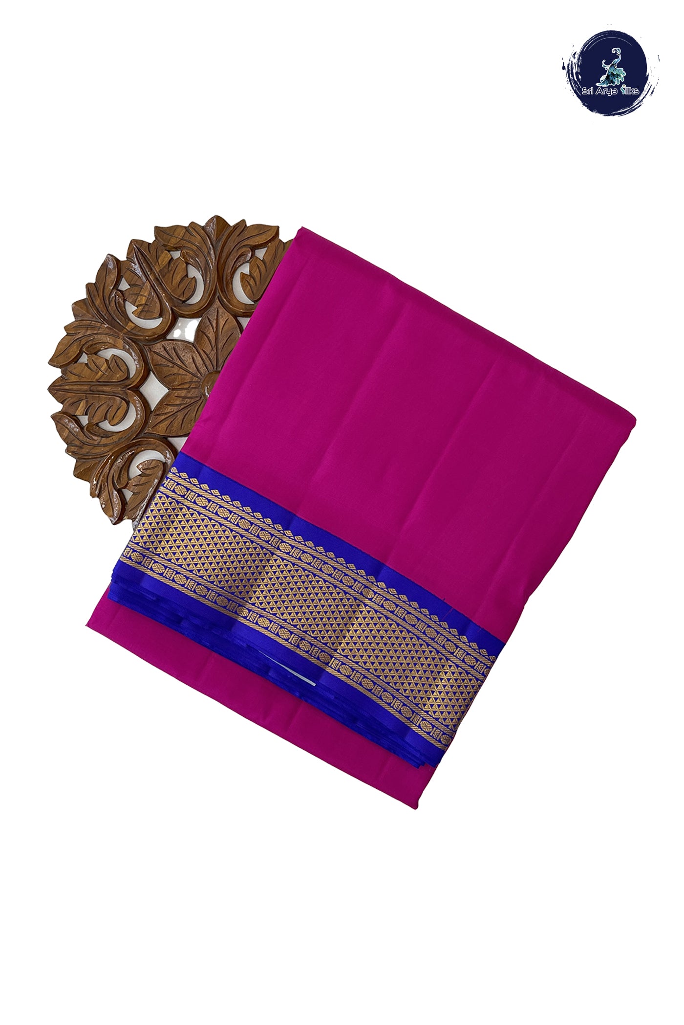 Magenta Pink Madisar 10 Yards Silk Saree With Plain Pattern