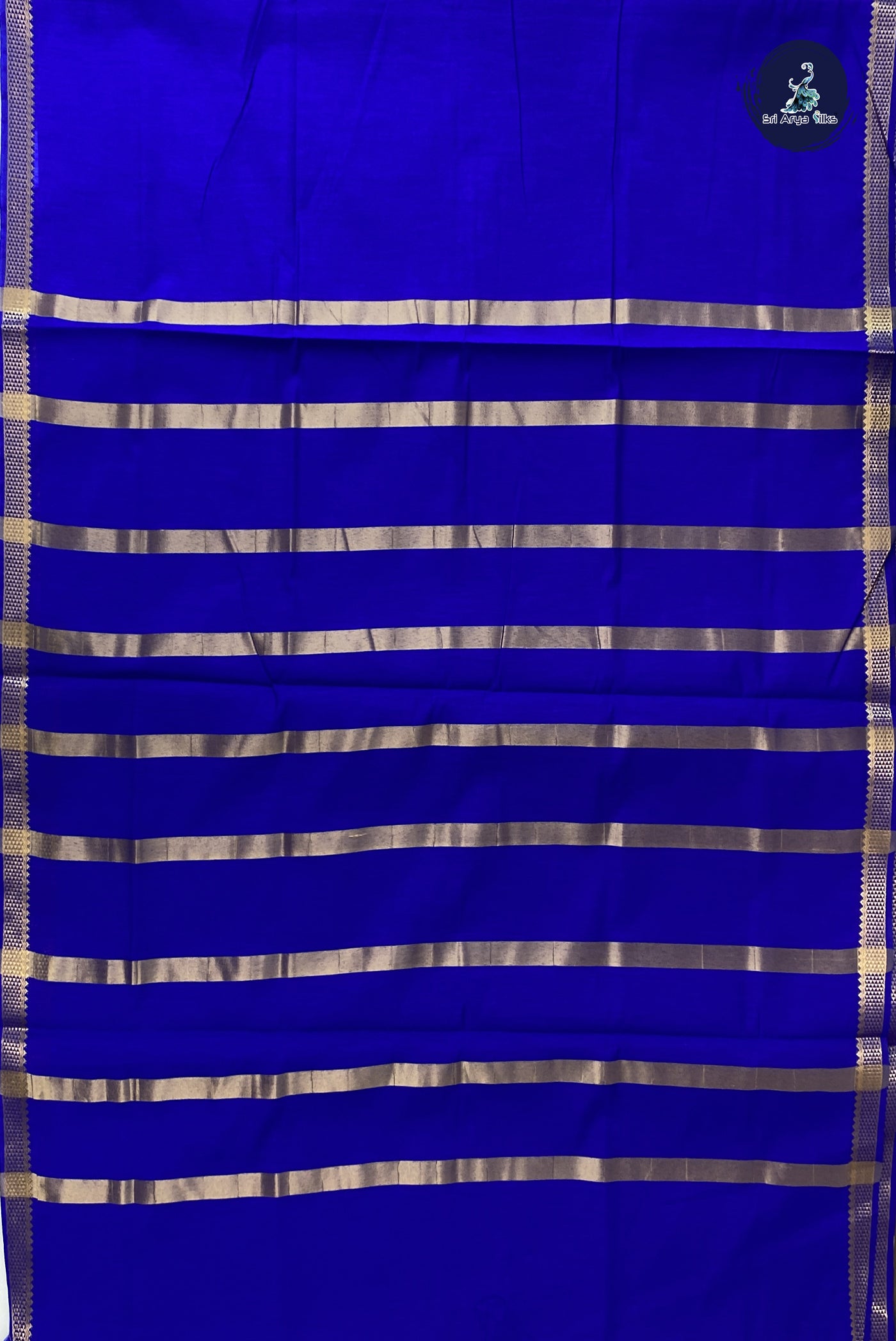 MS Blue Madisar Semi Silk Cotton Saree With Plain Pattern