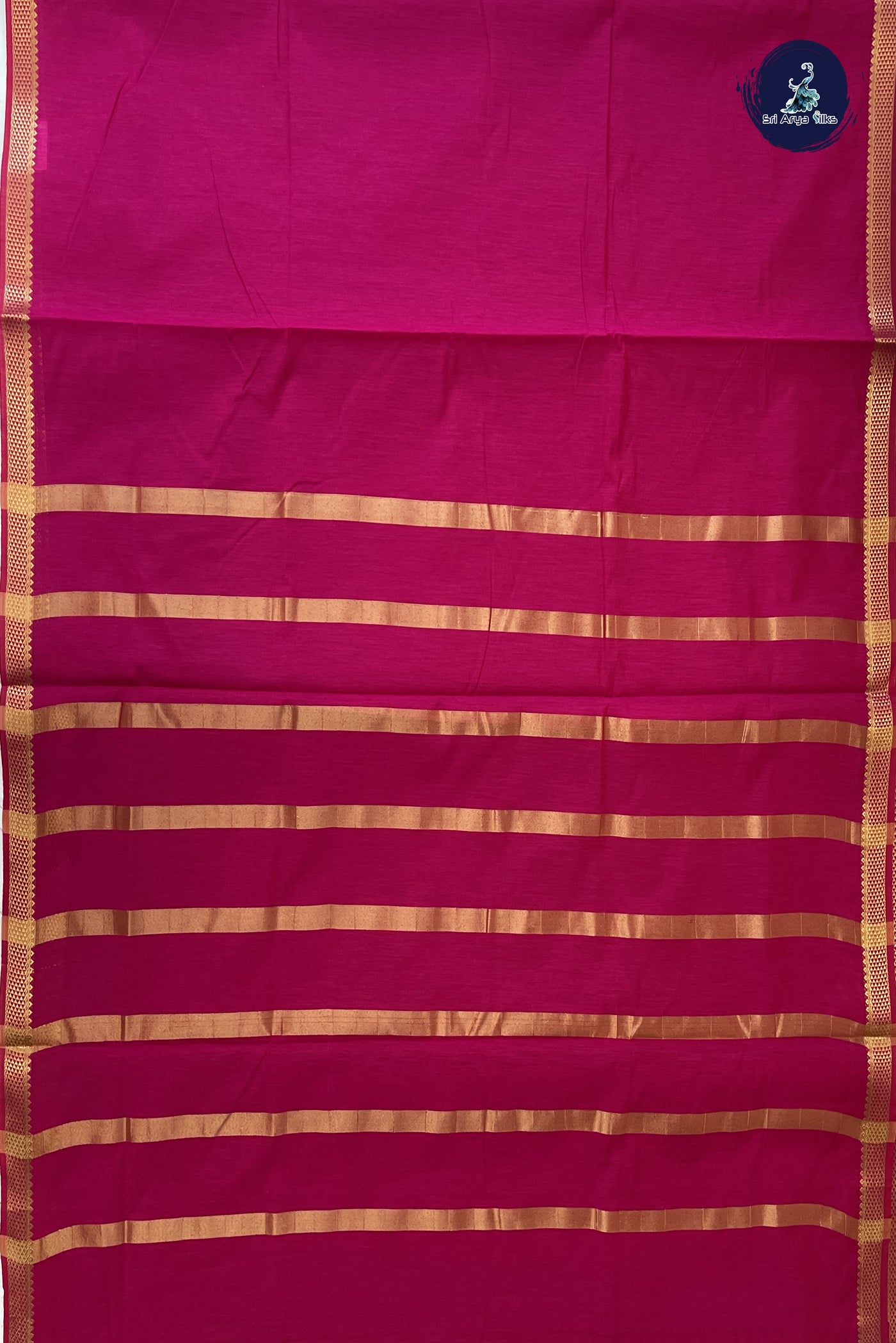 Rani Pink Madisar Semi Silk Cotton Saree With Plain Pattern