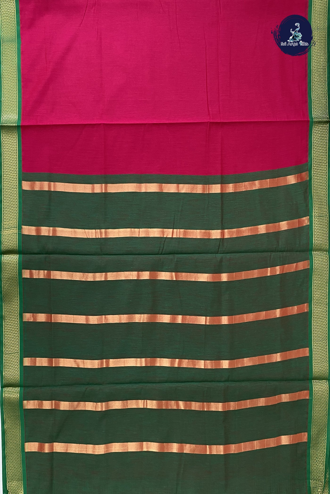 Magenta Pink Madisar Semi Silk Cotton Saree With Plain Pattern