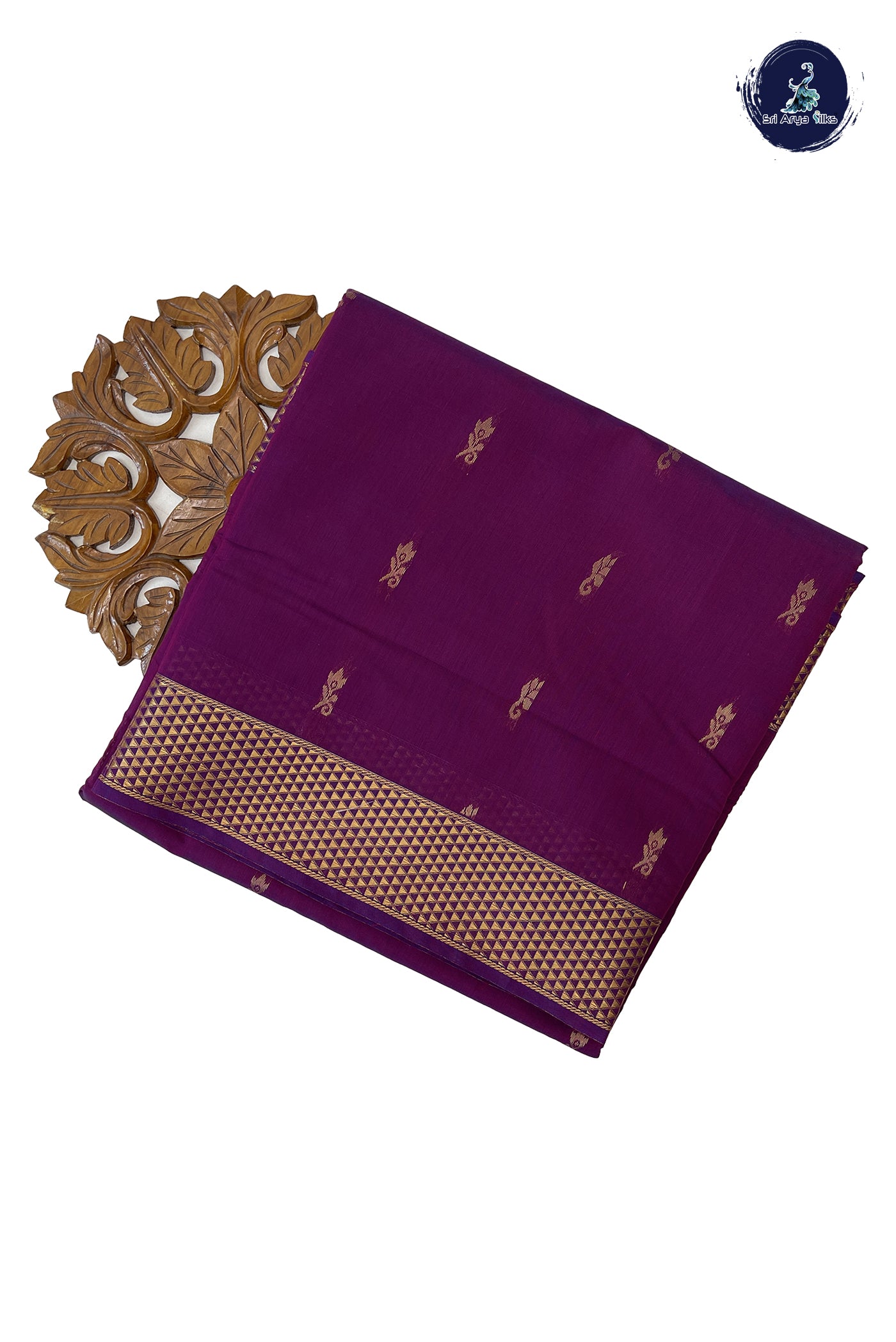 Magenta Madisar Semi Silk Cotton Saree With Zari Buttas Pattern