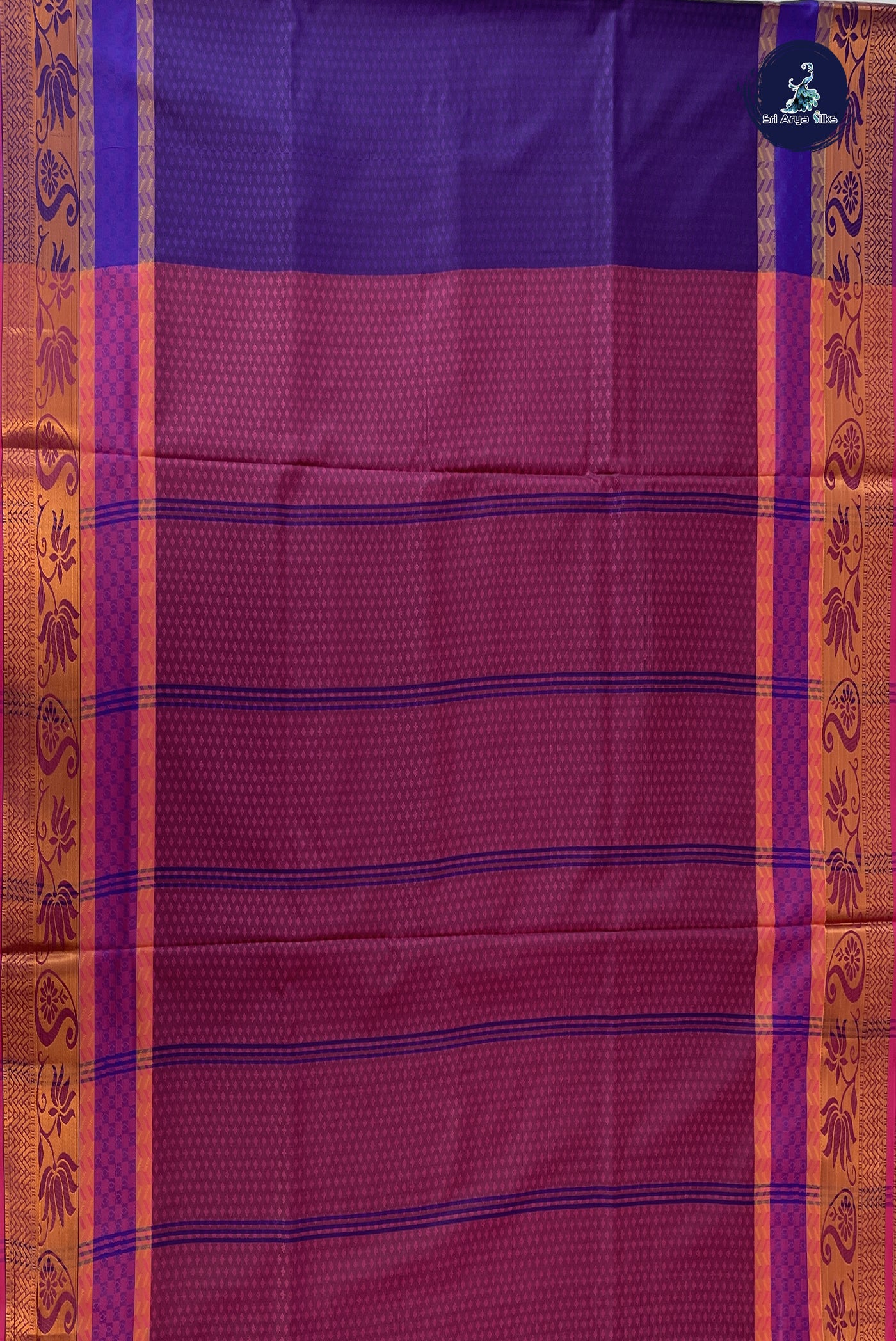 Dark Brinjal Madisar Semi Silk Saree With Embossed Pattern
