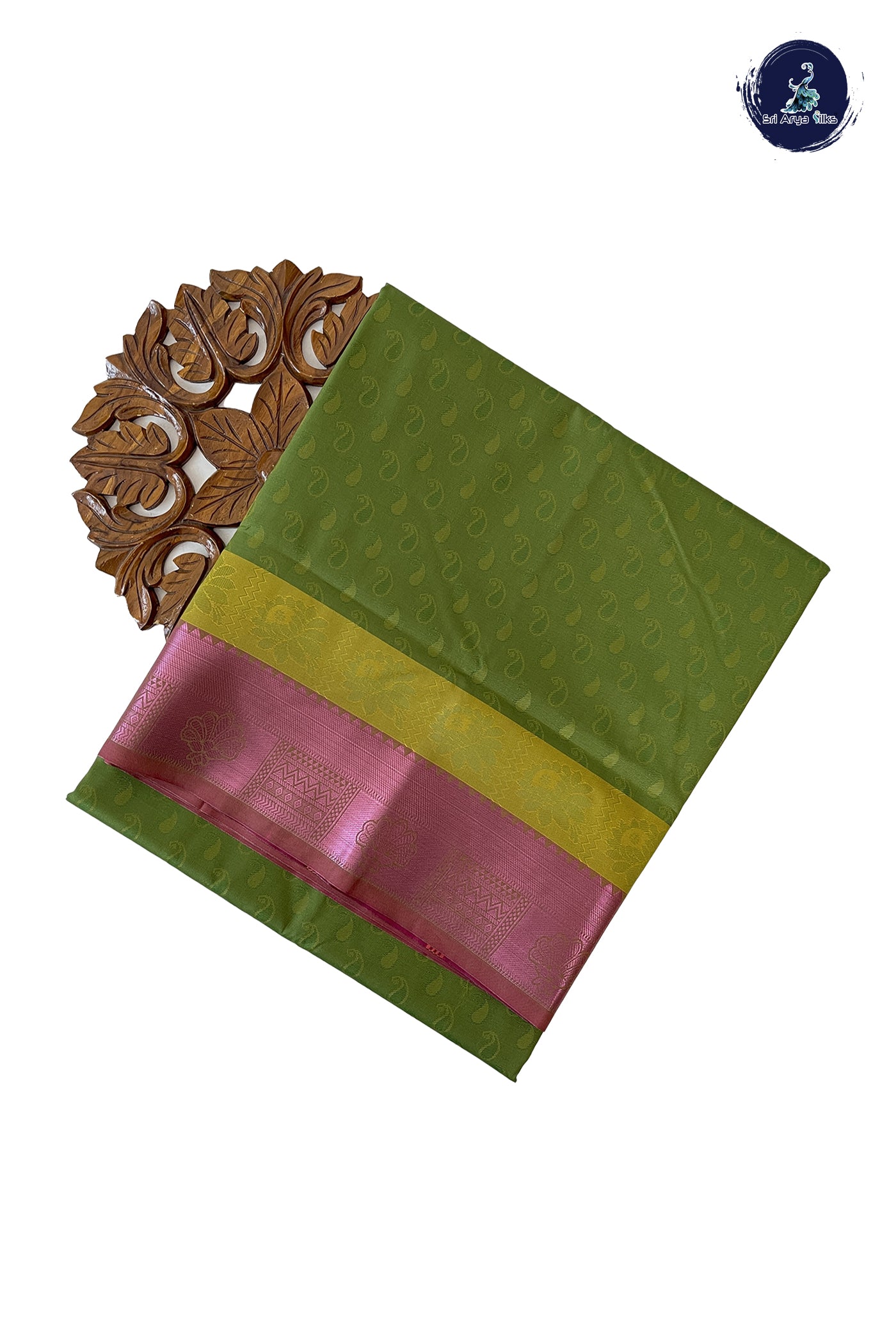 Mehendi Green Madisar Semi Silk Saree With Embossed Pattern