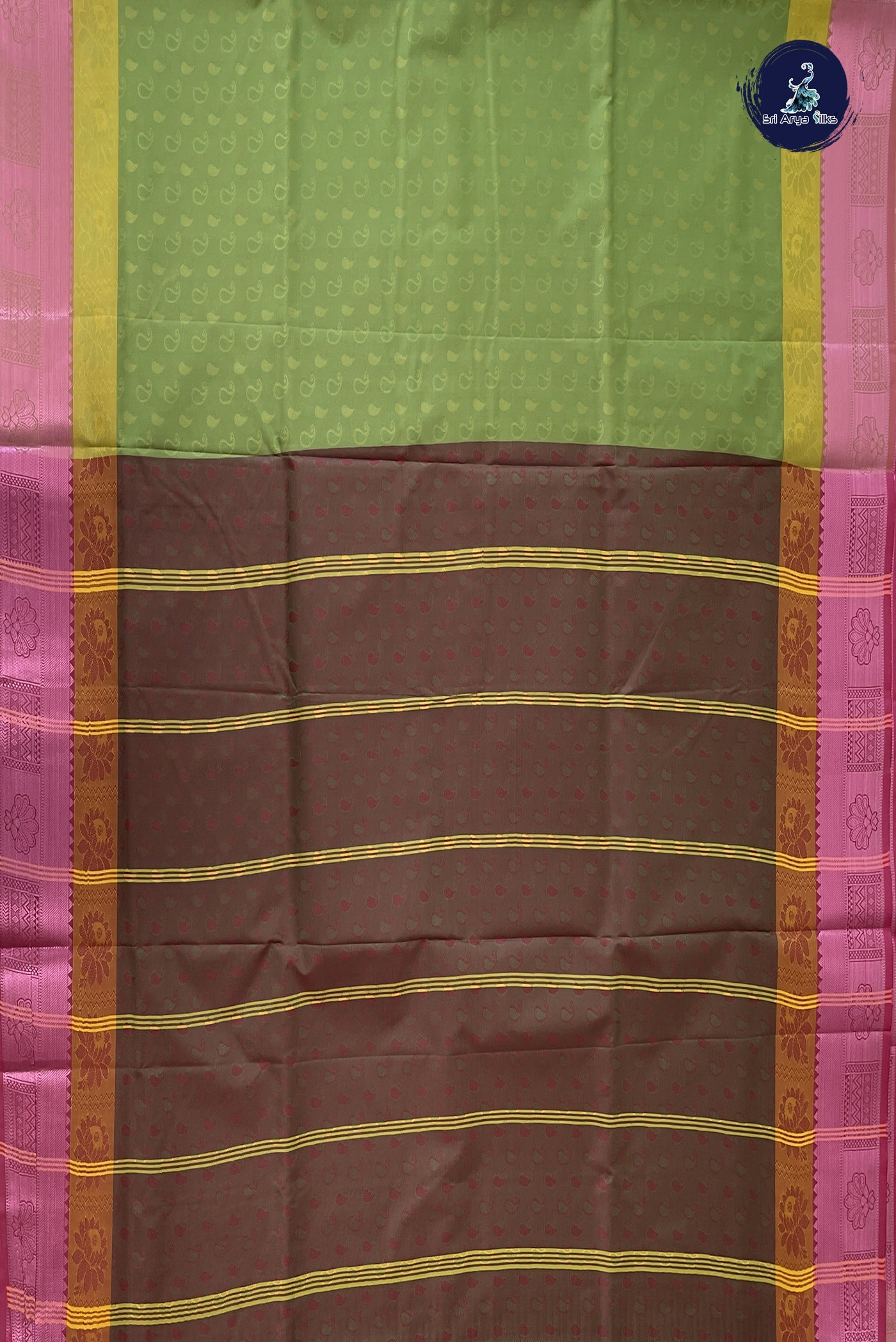 Mehendi Green Madisar Semi Silk Saree With Embossed Pattern