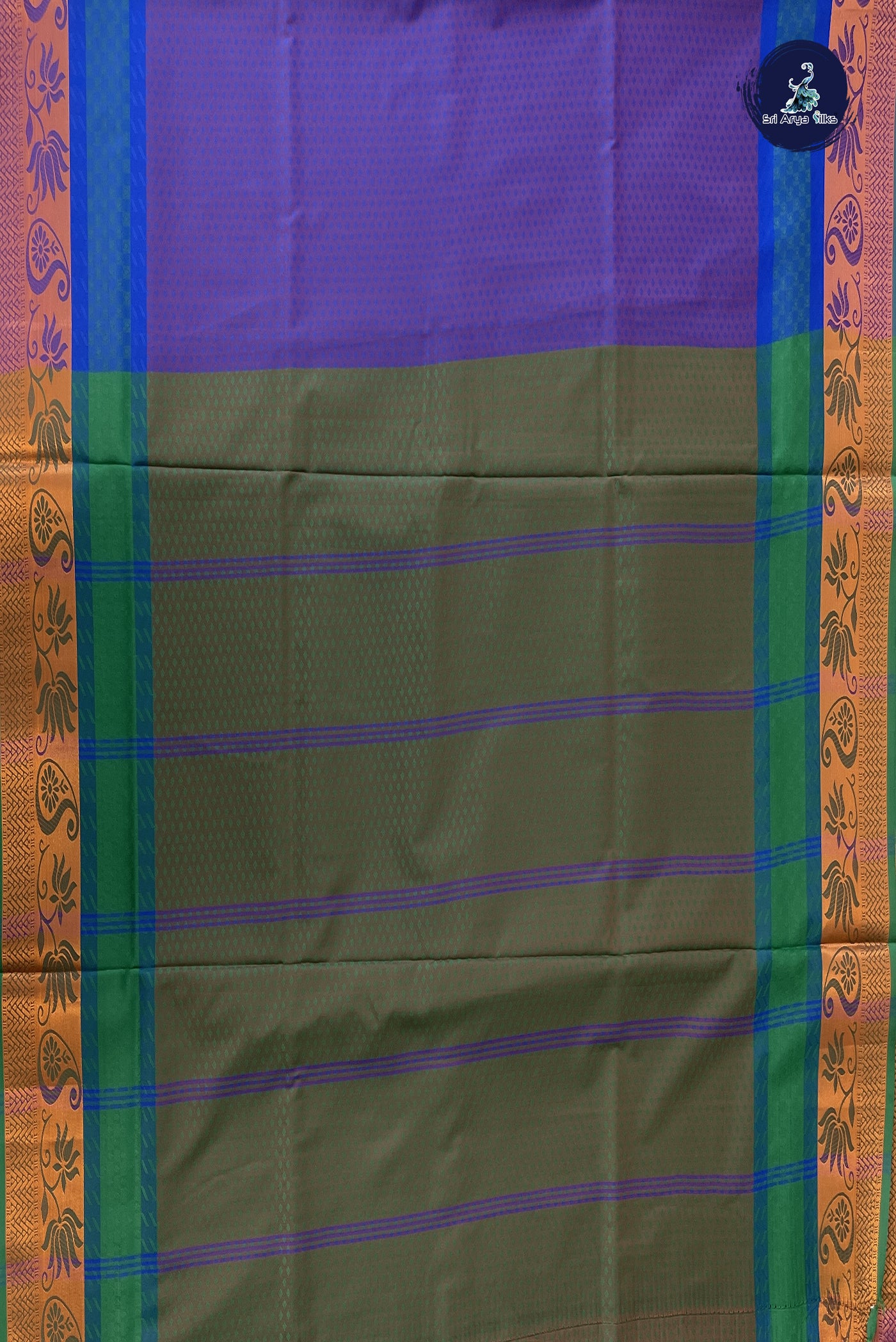 Dual Tone Purple Madisar Semi Silk Saree With Embossed Pattern