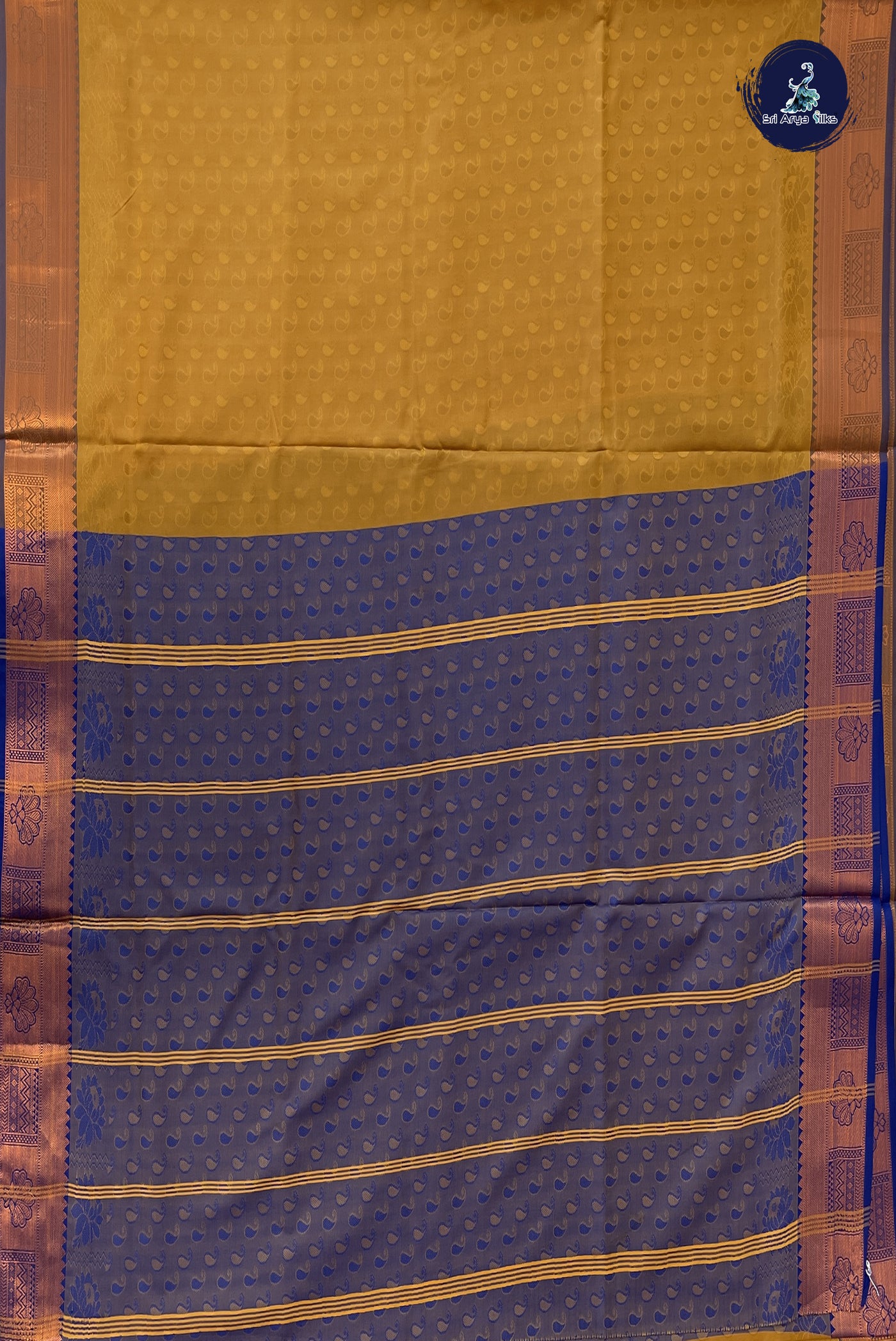 Mustard Madisar Semi Silk Saree With Embossed Pattern