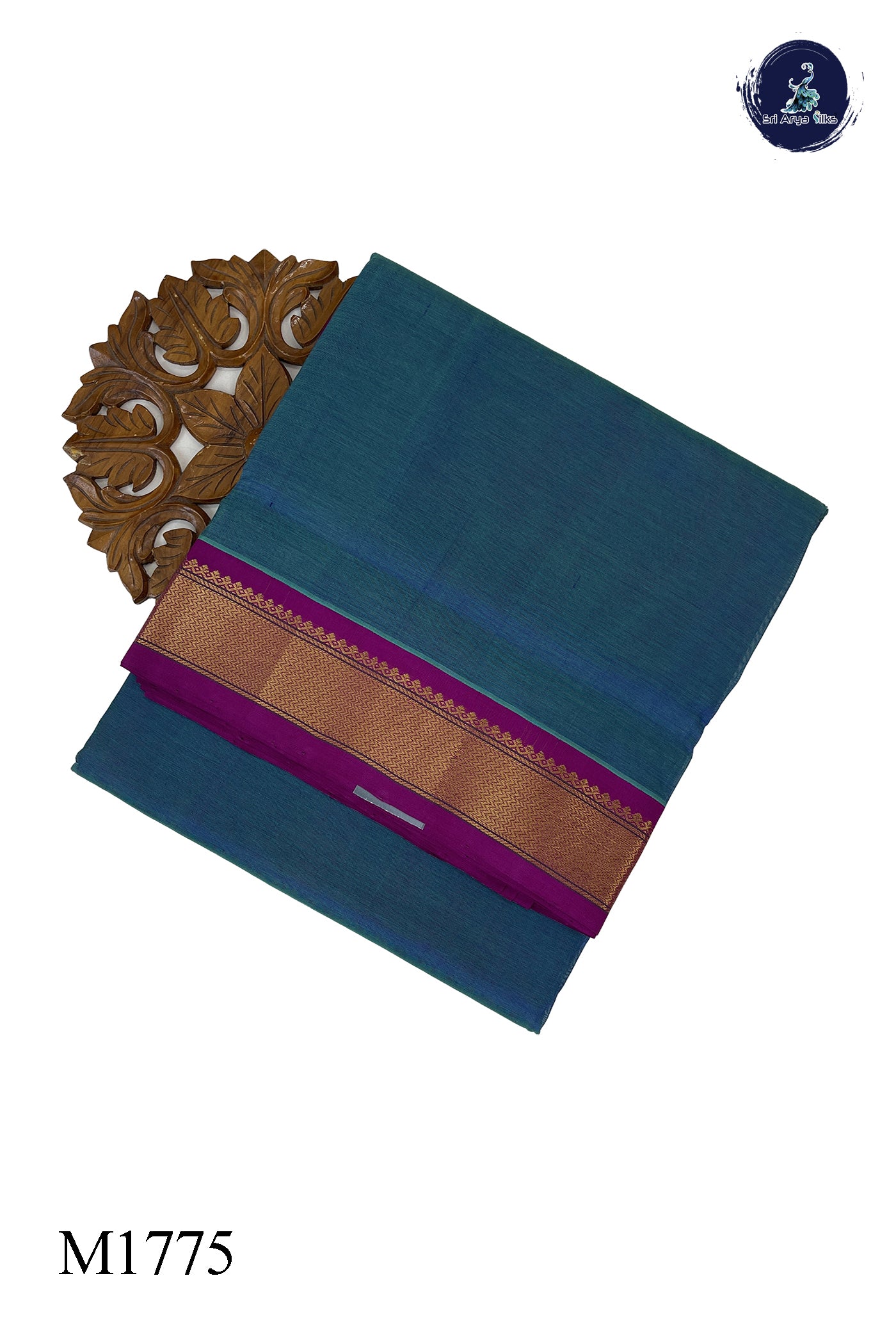 Dual Tone Blue 10 Yards Silk Cotton Saree With Plain Pattern