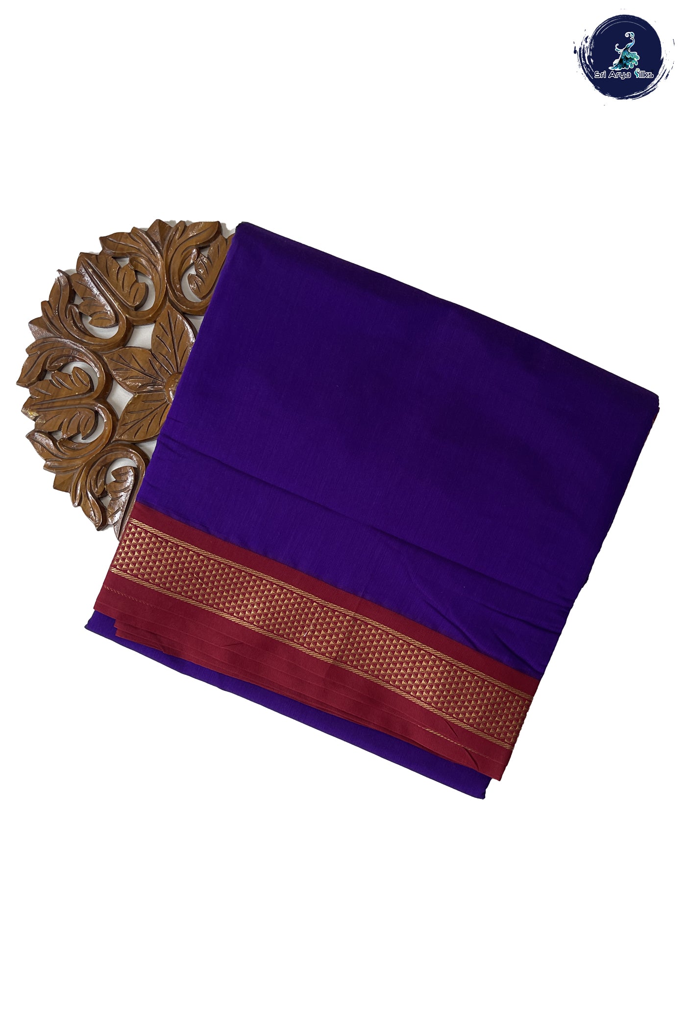 Dual Tone Violet Madisar Semi Silk Cotton Saree With Plain Pattern