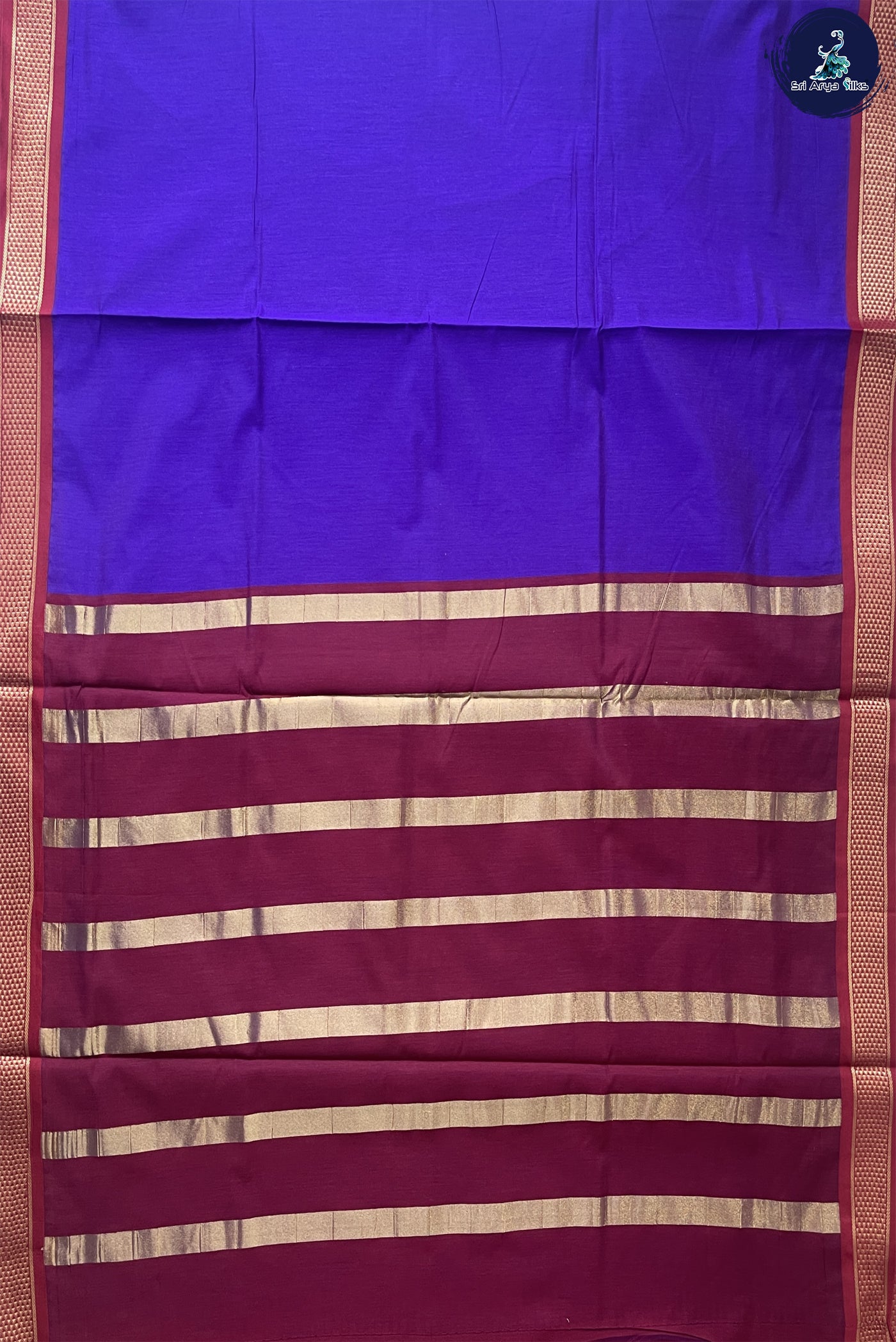 Dual Tone Purple Madisar Semi Silk Cotton Saree With Plain Pattern
