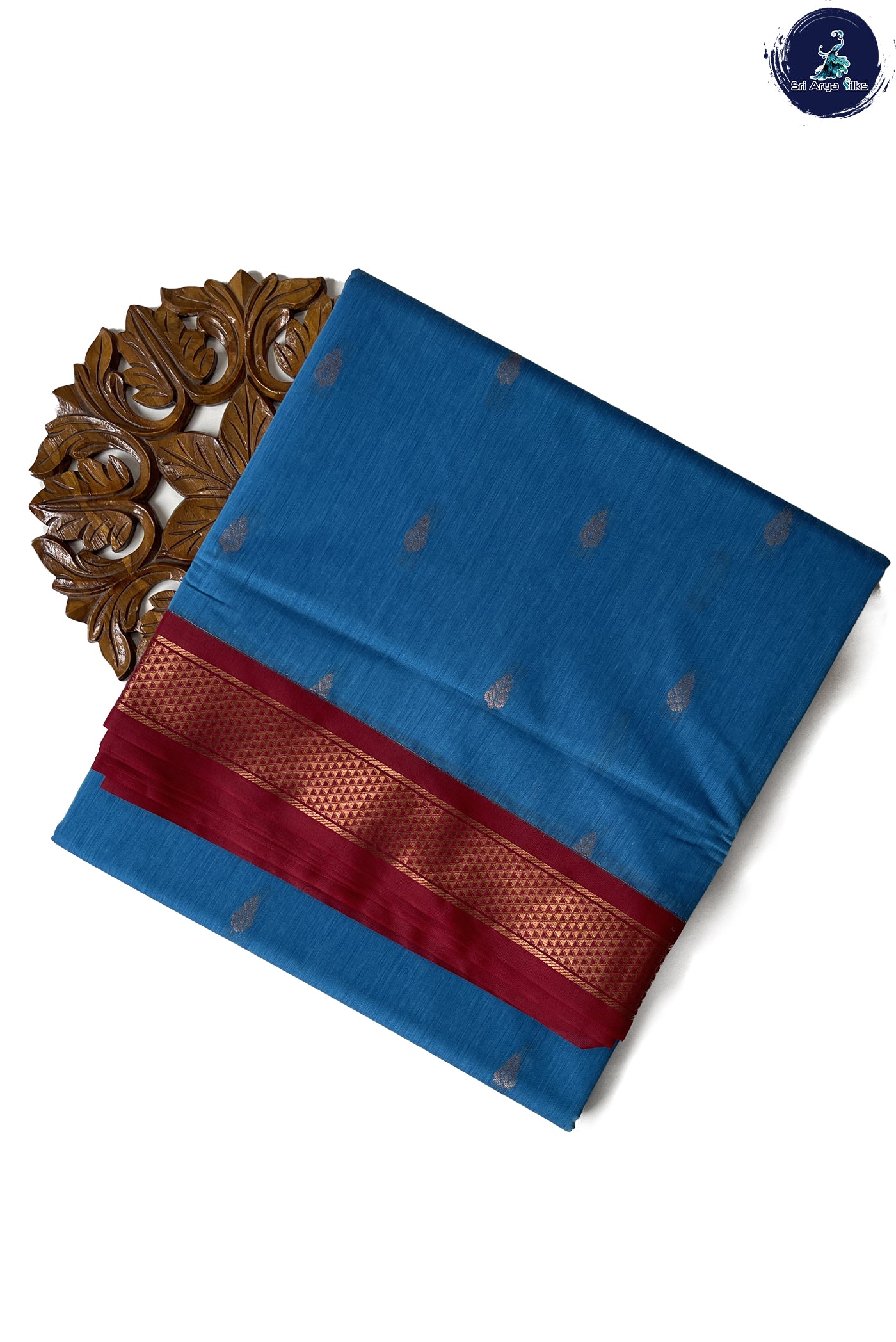 Light Blue Madisar Semi Silk Cotton Saree With Buttas Pattern