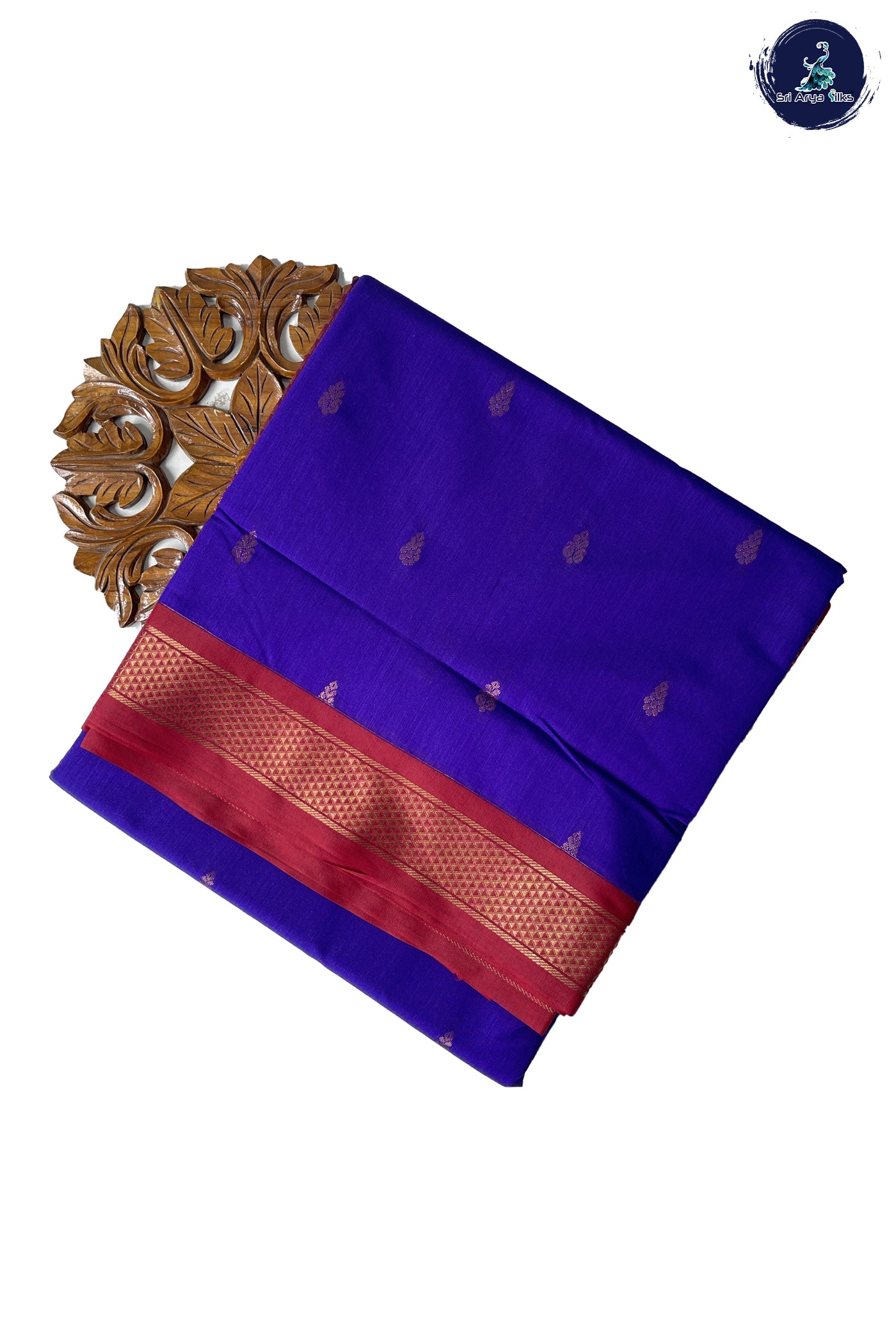 Violet Madisar Semi Silk Cotton Saree With Zari Buttas Pattern