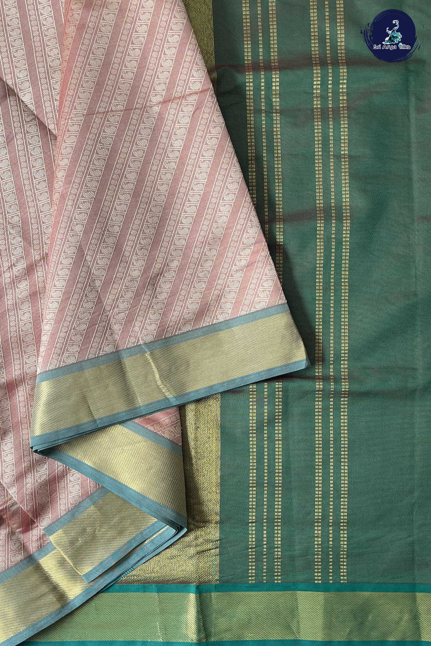 Chocolate Shade Madisar Semi Silk Cotton Saree With Embossed Pattern