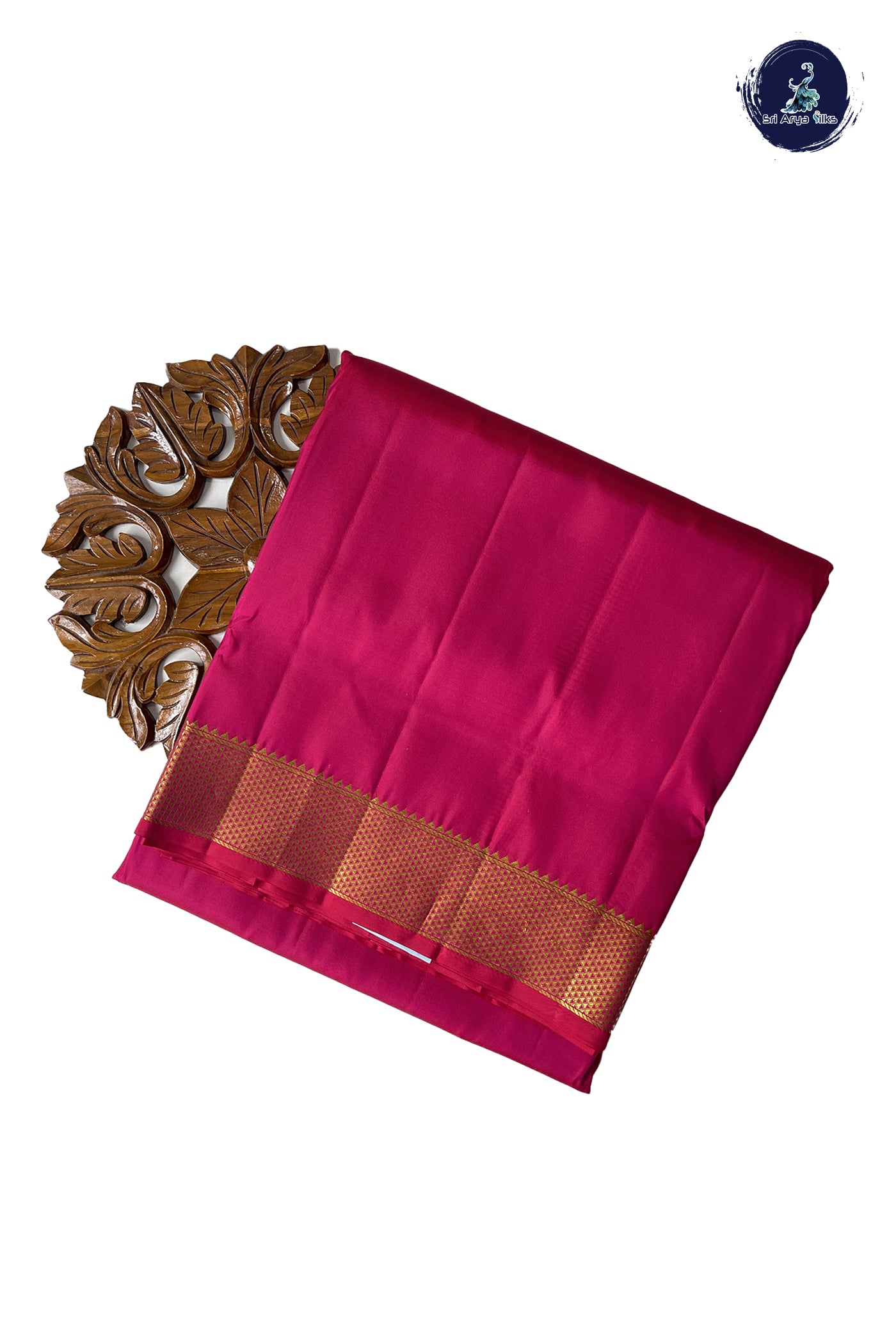 Magenta Pink Madisar 10 Yards Silk Saree With Plain Pattern