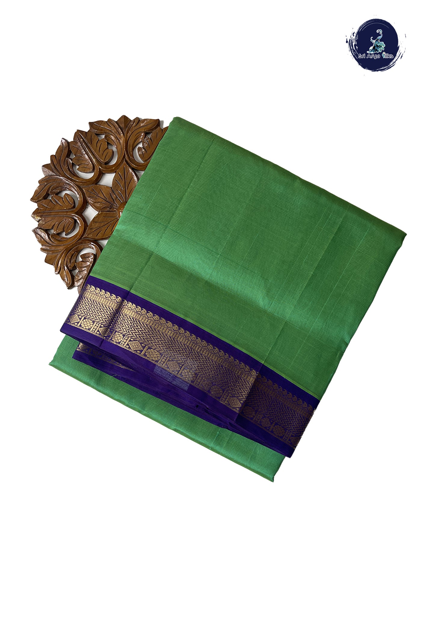 Pastel Green 10 Yards Silk Cotton Saree With Vaira Oosi Pattern