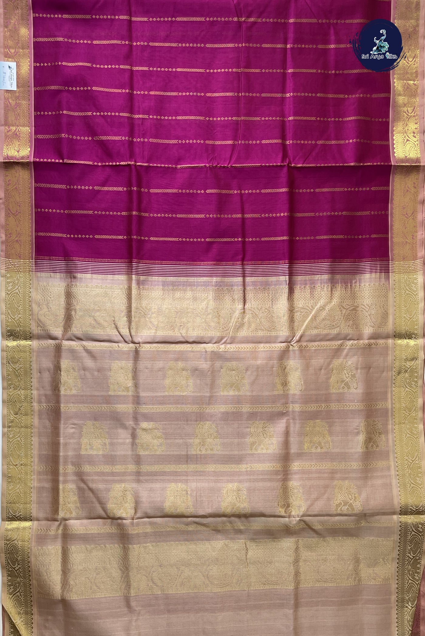 Vadamalli 10 Yards Silk Cotton Saree With Stripes Pattern