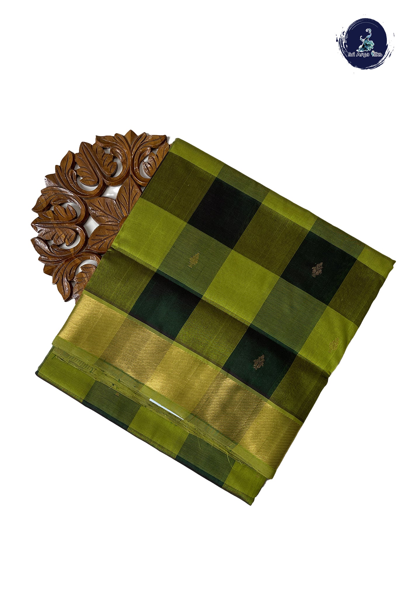 Multi Colour 10 Yards Silk Cotton Saree With Checked Pattern