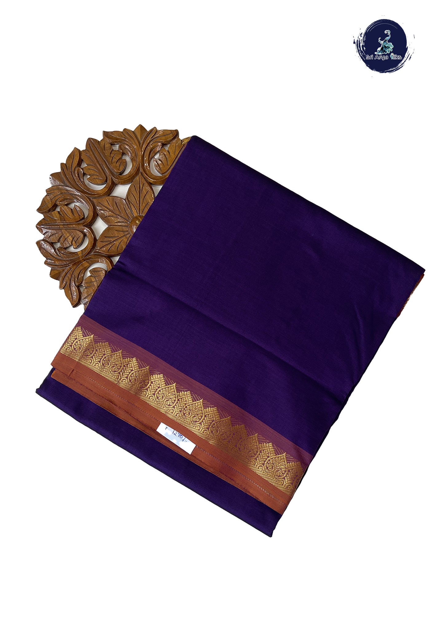 Dual Tone Purple 10 Yards Silk Cotton Saree With Plain Pattern