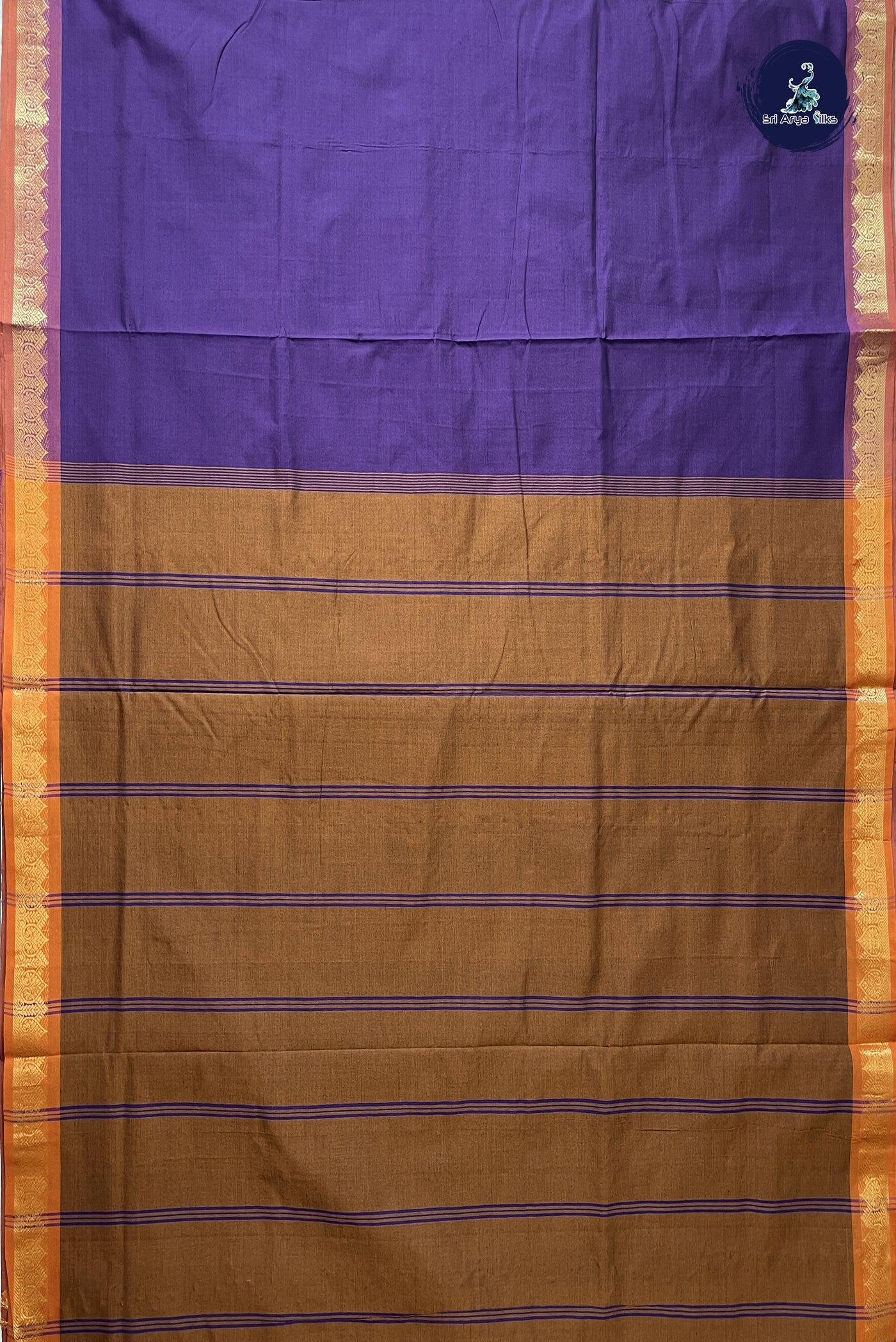 Dual Tone Purple 10 Yards Silk Cotton Saree With Plain Pattern