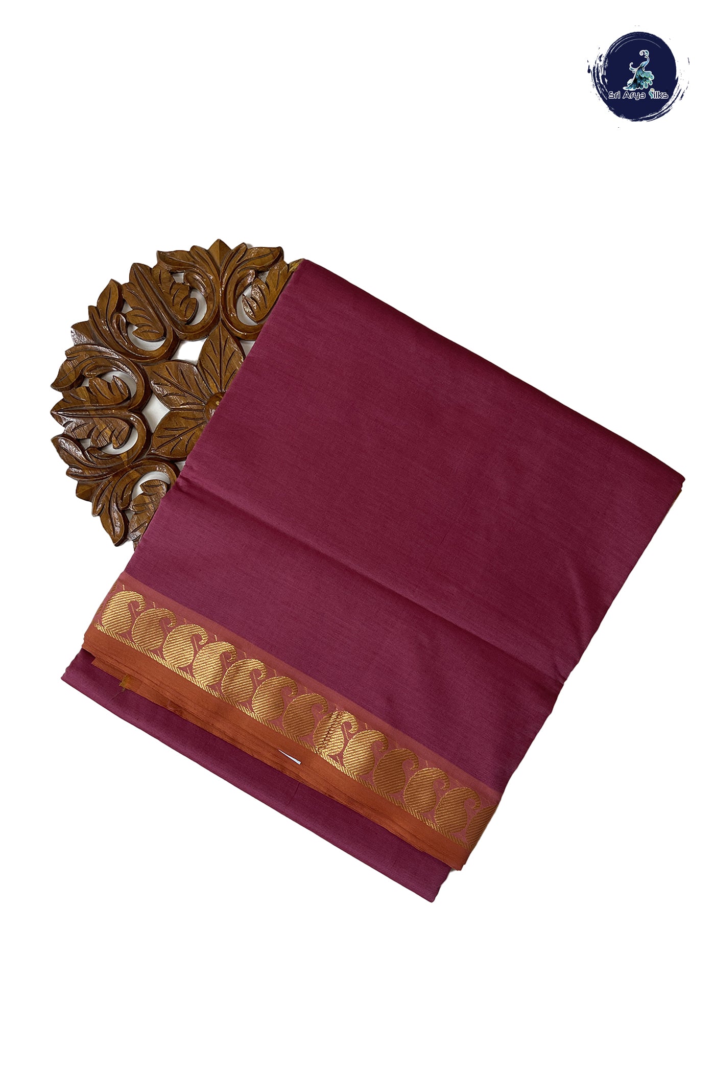 Onion Pink 10 Yards Silk Cotton Saree With Plain Pattern